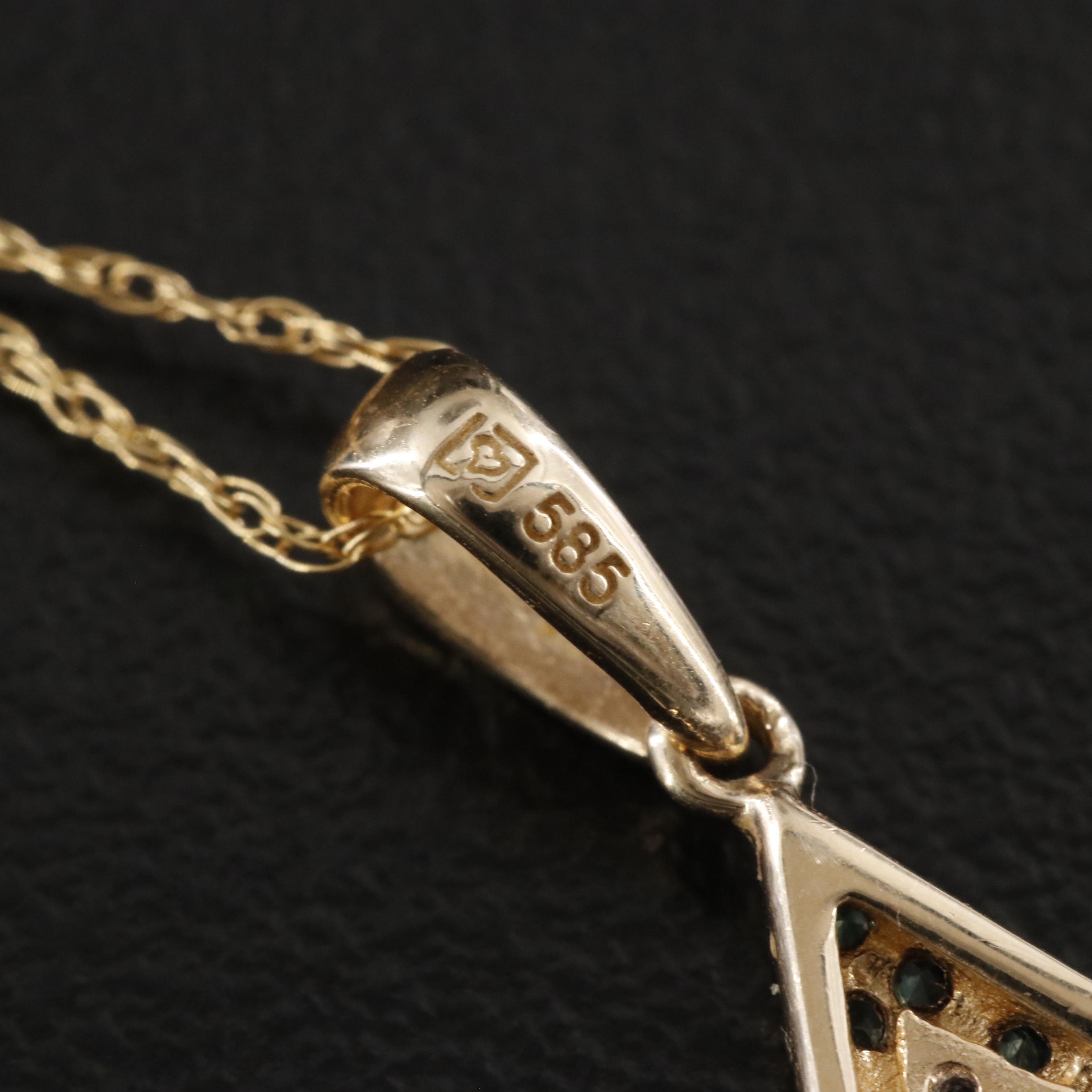 14K Alexandrite and Diamond Star Pendant Necklace