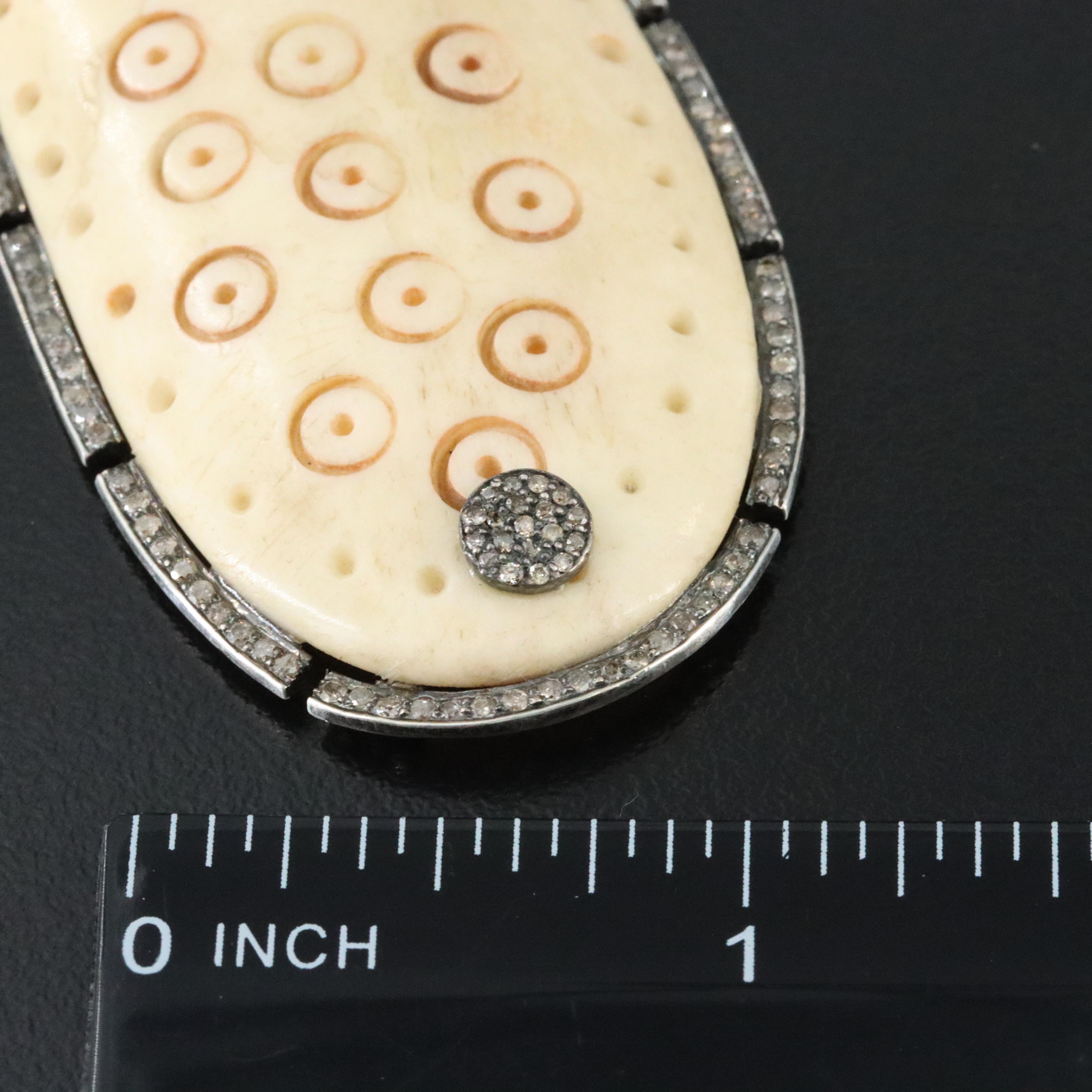 Sheryl Lowe Sterling Bone and Diamond Pendant Necklace