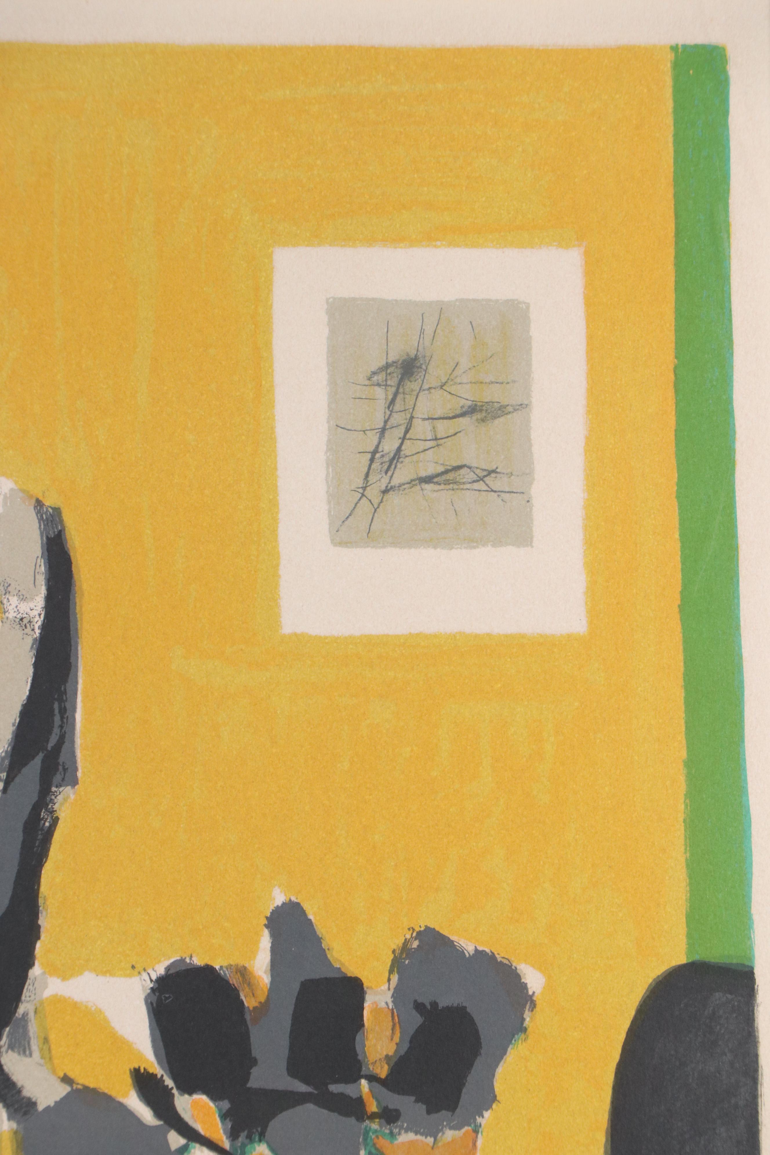 Marcel Mouly Lithograph "La Blouse Rayée," Mid-20th Century