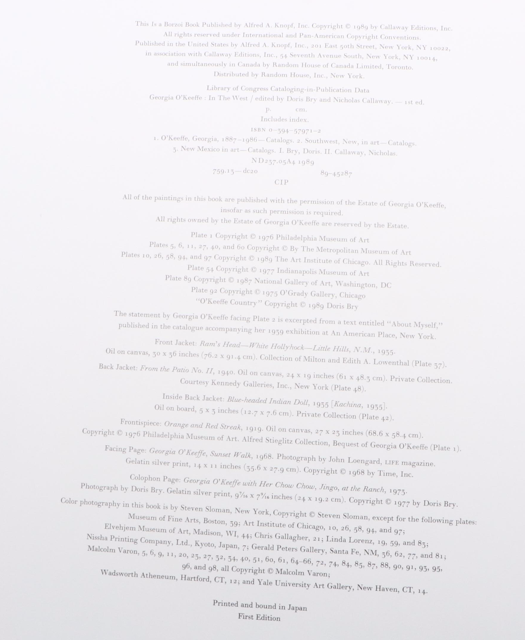 First Edition "Georgia O'Keeffe: In the West" Edited by Bry and Callaway, 1989