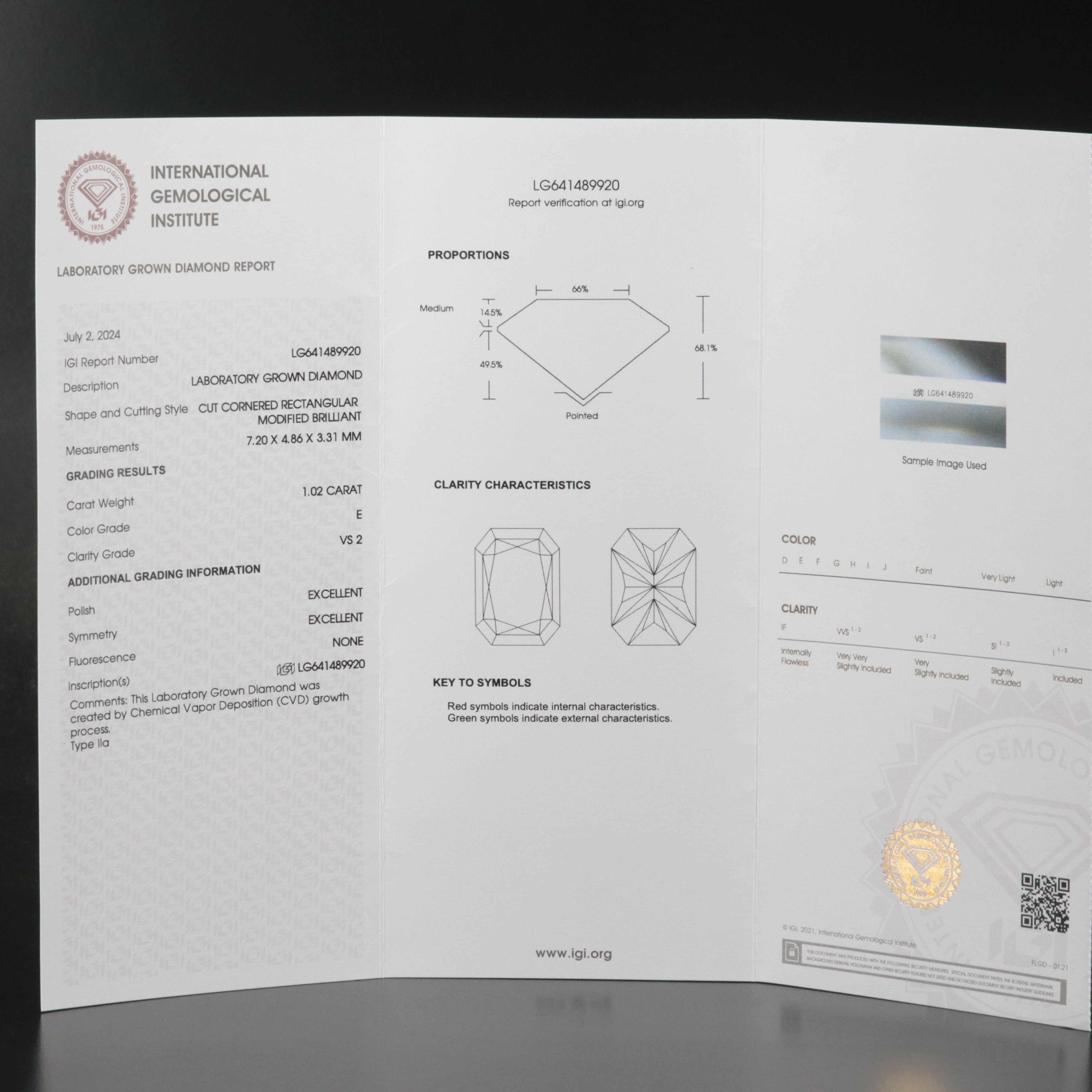 Loose 1.02 CT Lab Grown Diamond with IGI Report