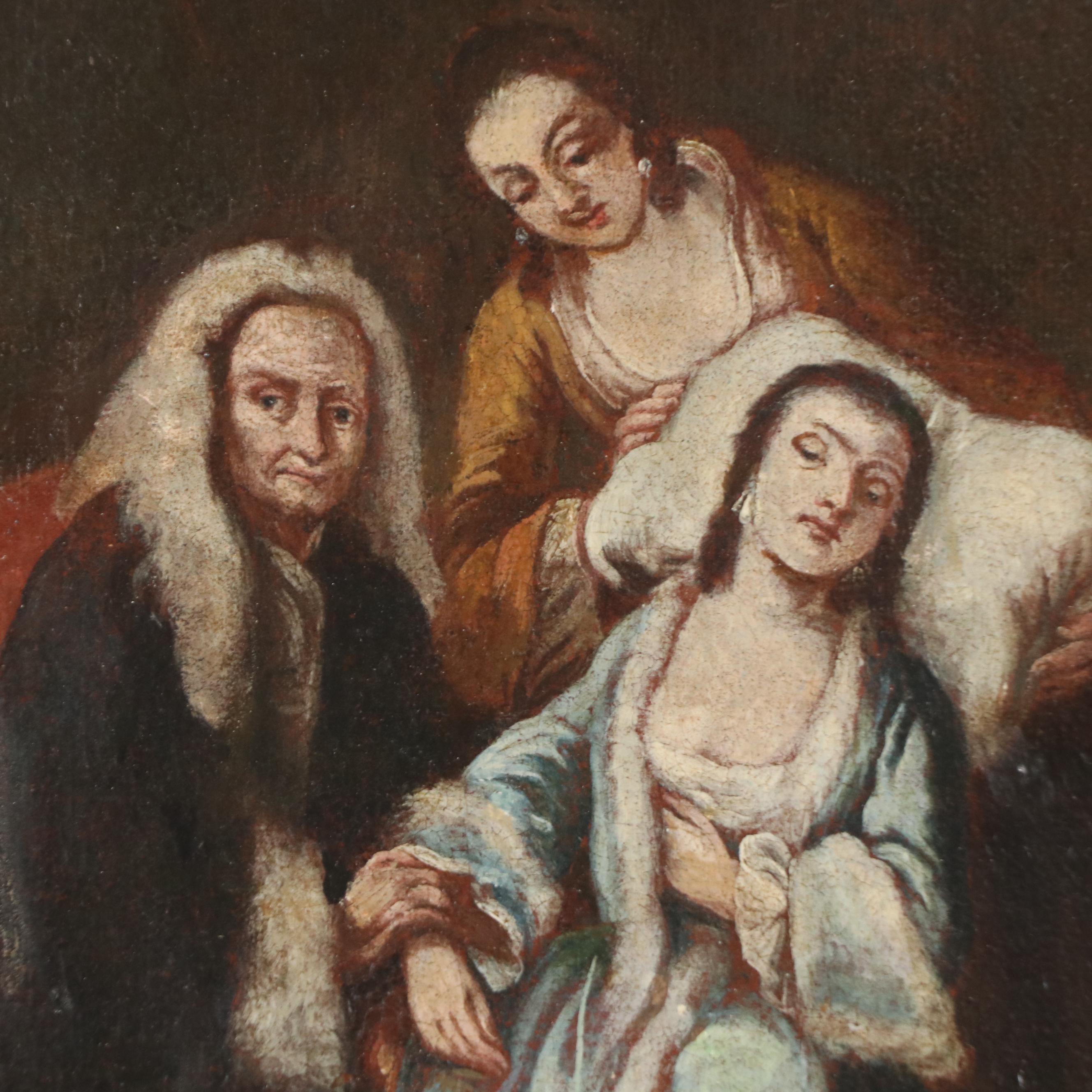 Oil Painting After Pietro Longhi "The Sick Woman," 20th Century