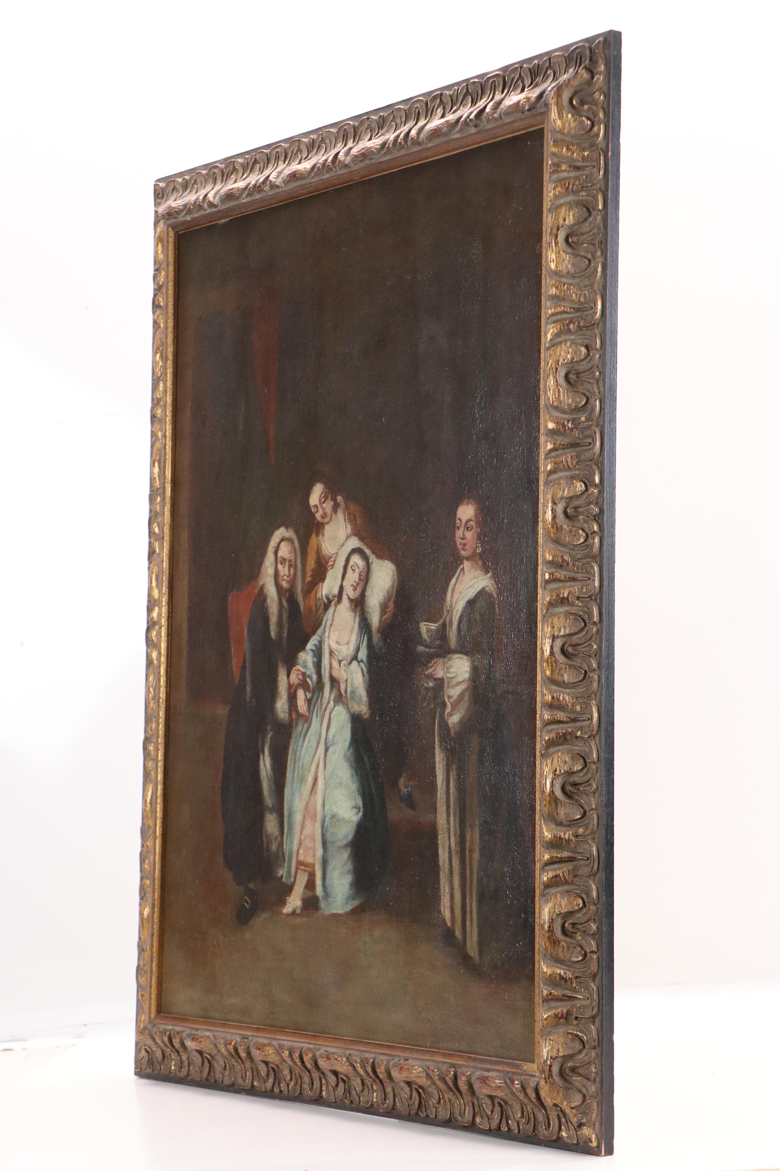 Oil Painting After Pietro Longhi "The Sick Woman," 20th Century