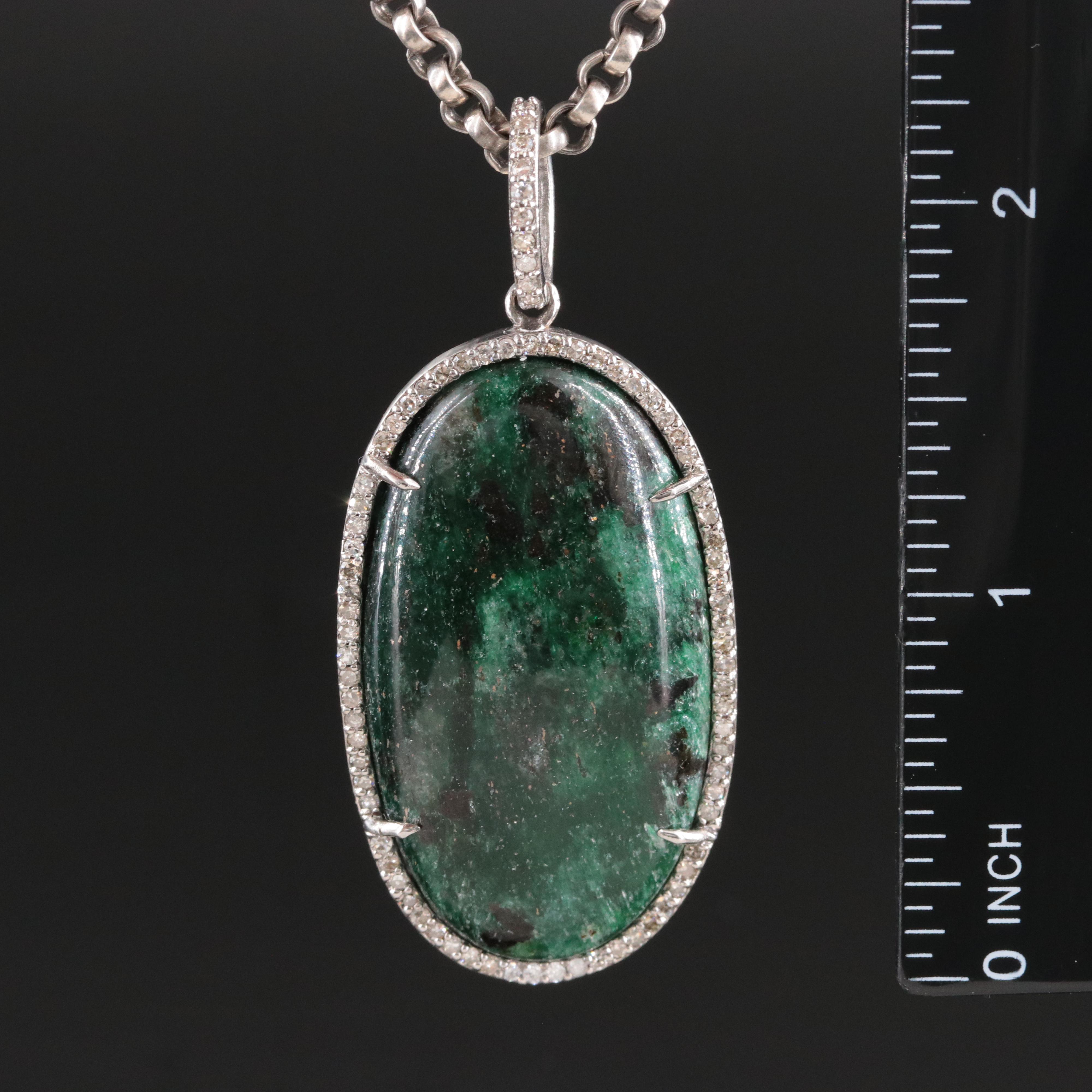 Sheryl Lowe Sterling Muscovite and Diamond Pendant Necklace