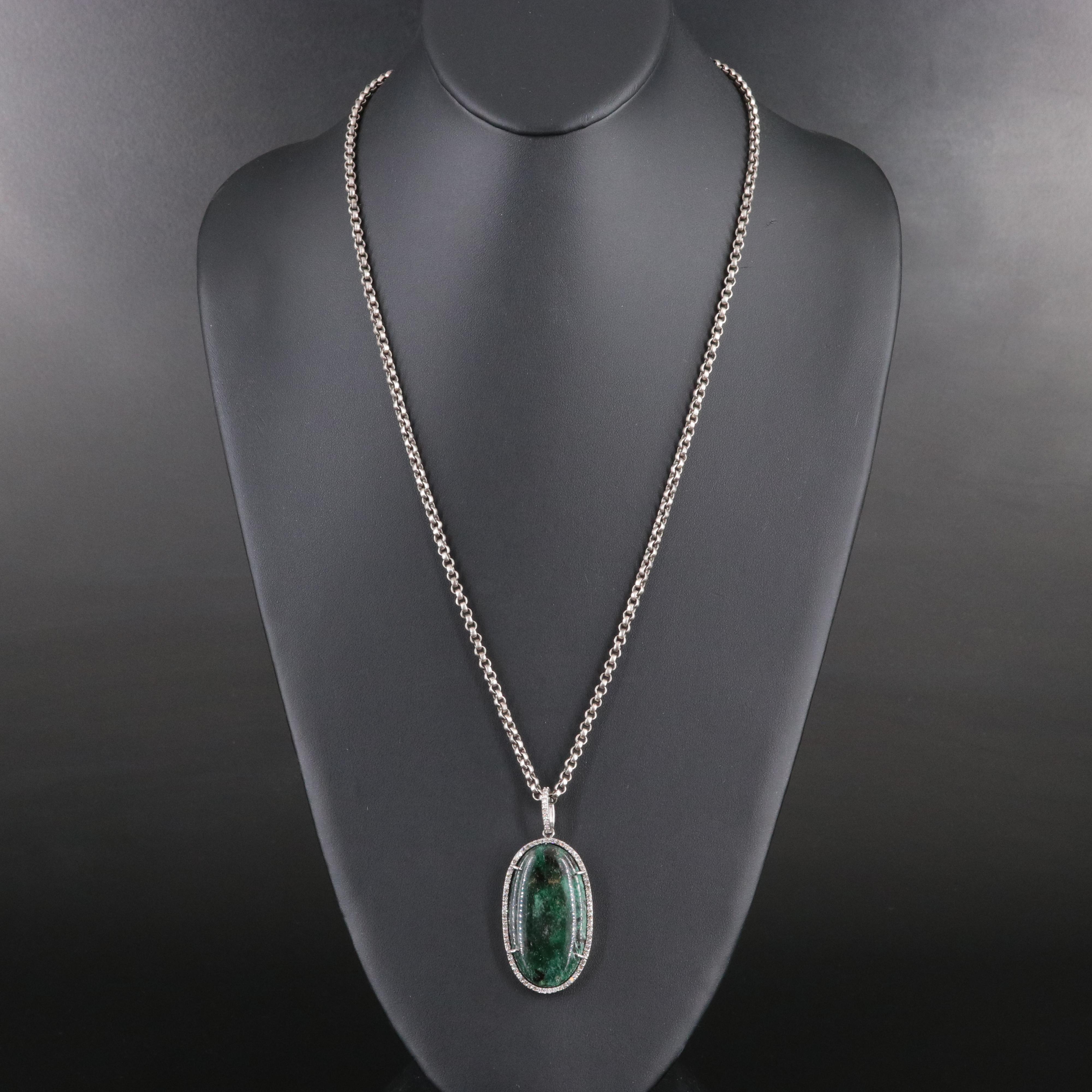 Sheryl Lowe Sterling Muscovite and Diamond Pendant Necklace