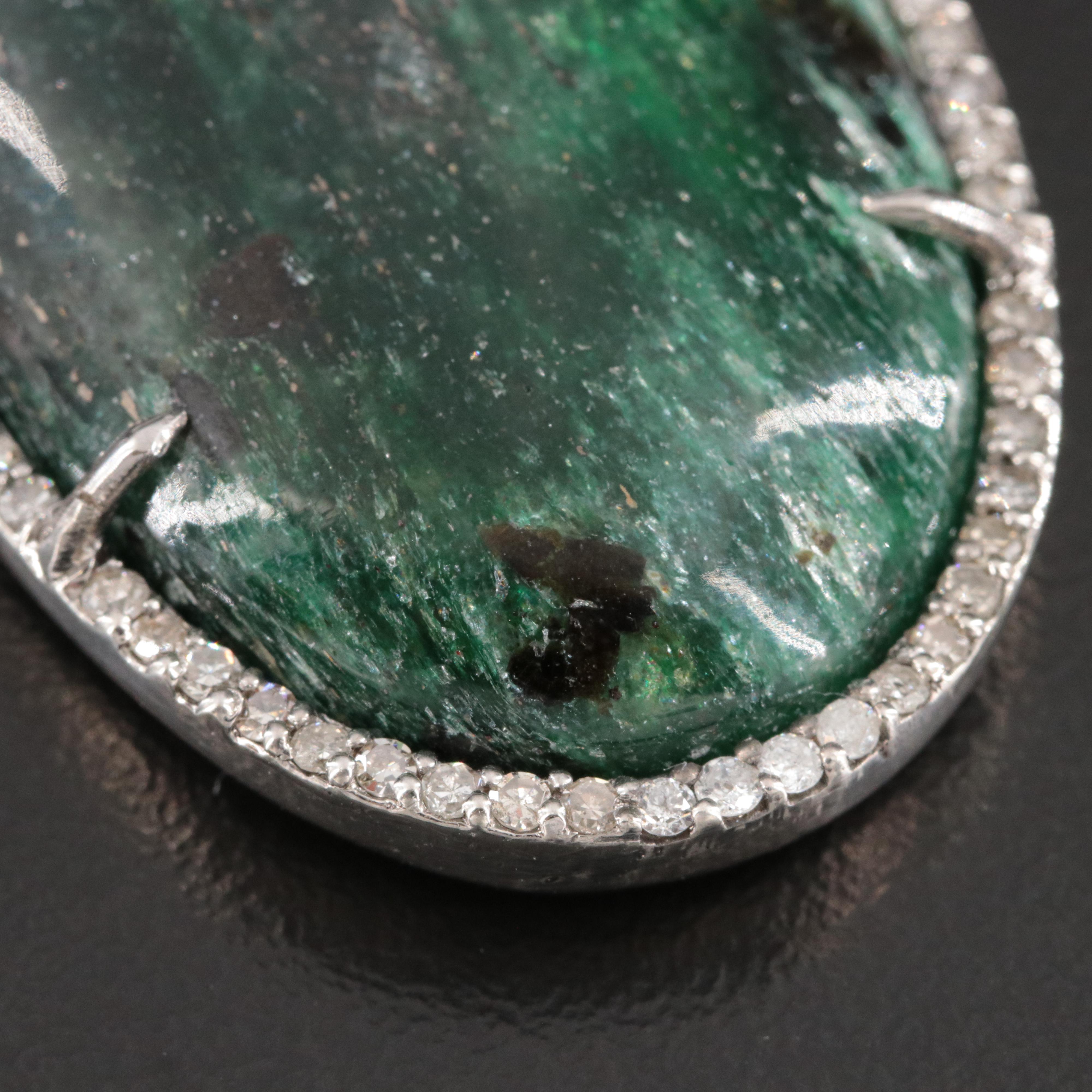 Sheryl Lowe Sterling Muscovite and Diamond Pendant Necklace