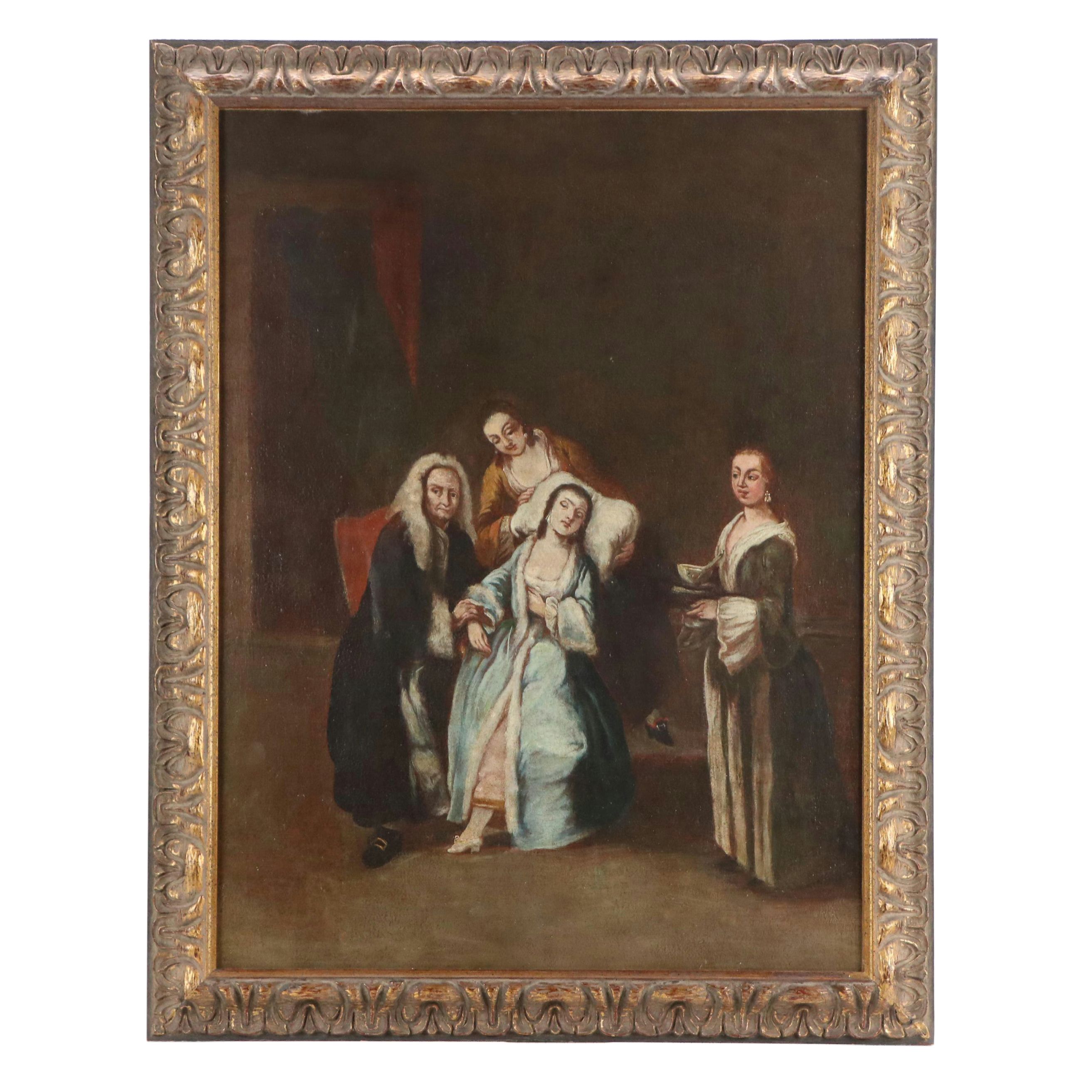 Oil Painting After Pietro Longhi "The Sick Woman," 20th Century