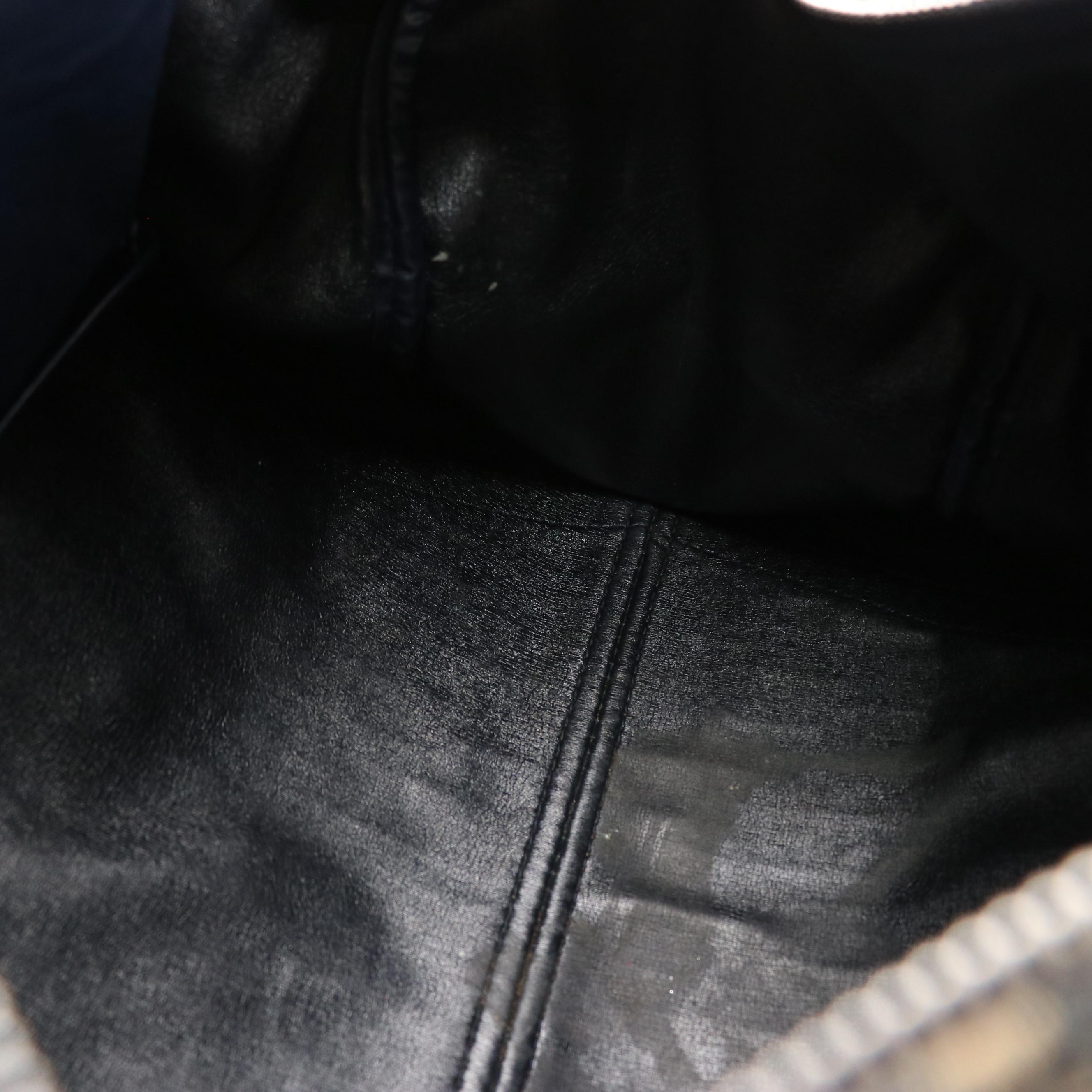 Christian Dior Bagages Boston Bag in Dark Blue Trotter Monogram Canvas & Leather