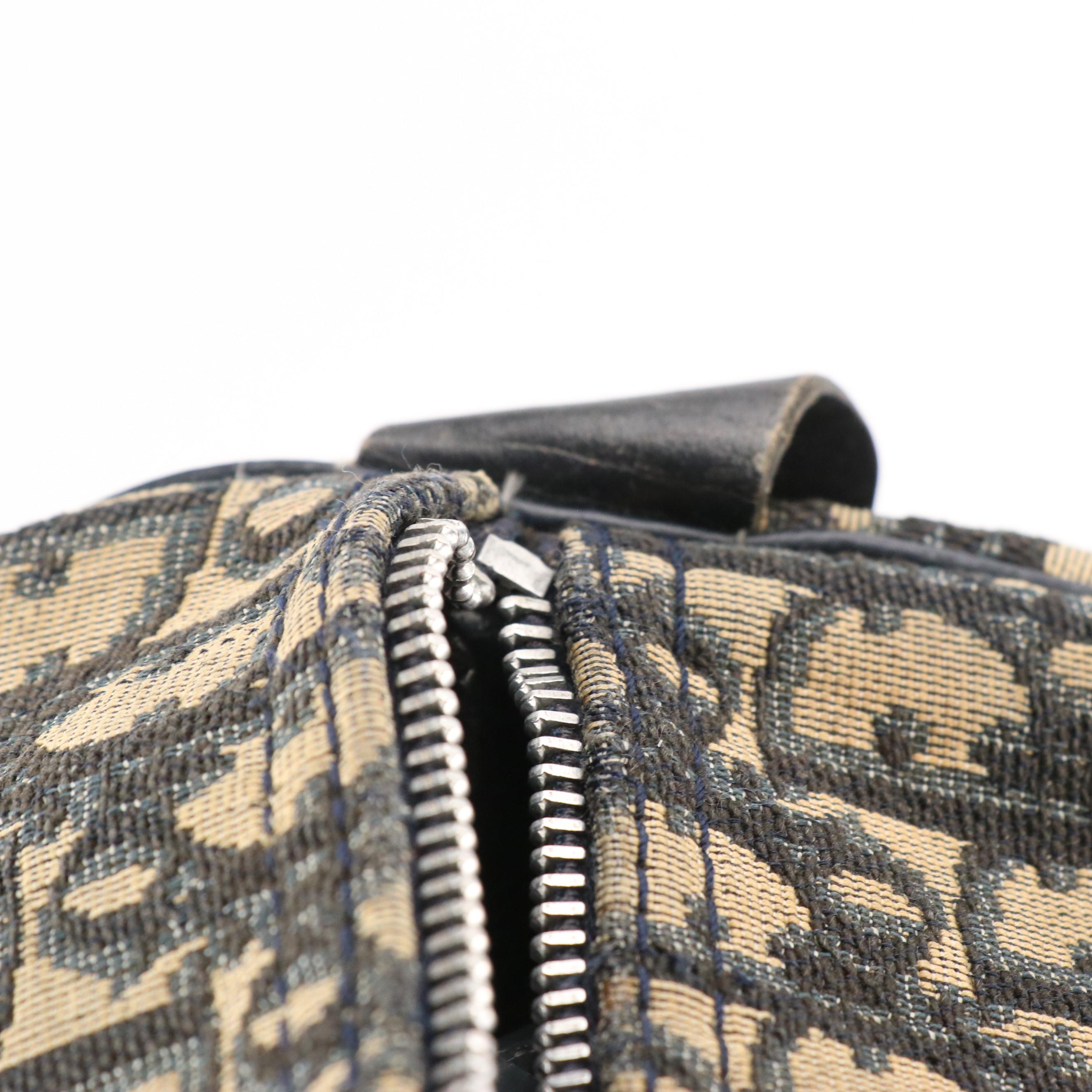 Christian Dior Bagages Boston Bag in Dark Blue Trotter Monogram Canvas & Leather