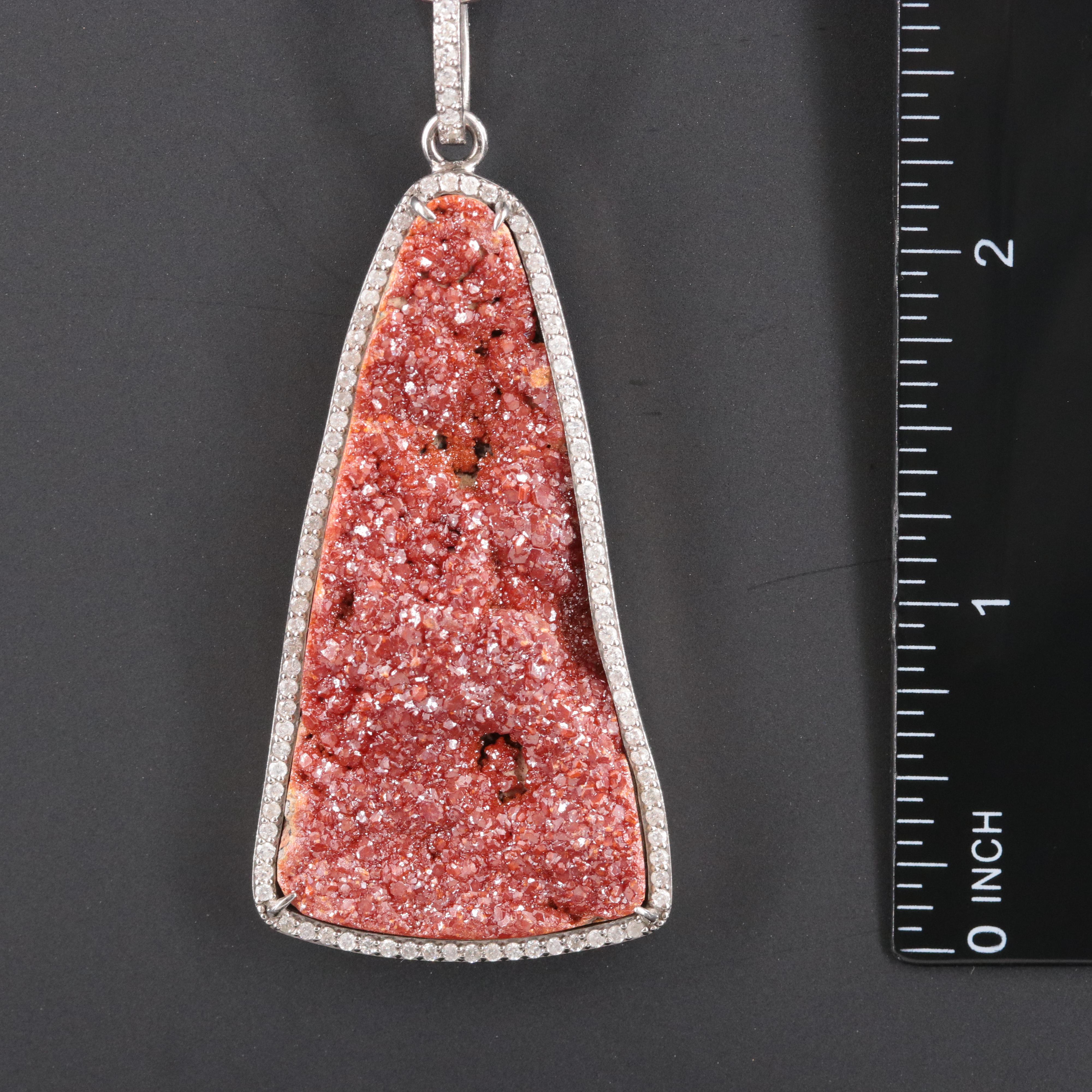 Sheryl Lowe Sterling Druzy and Diamond Pendant and Curb Chain