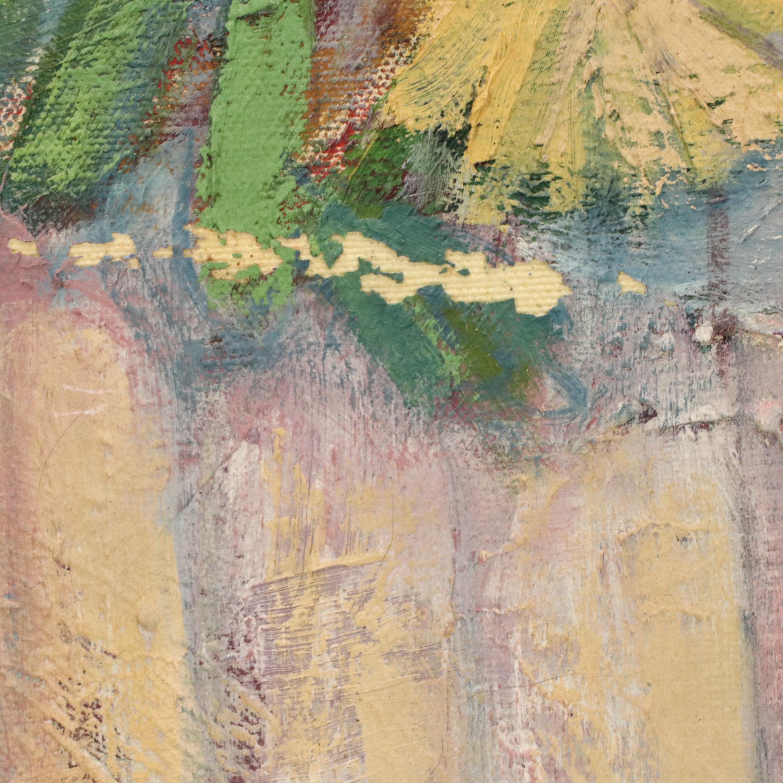 T. Wheatley Stylized Oil Painting of Floral Still Life, 20th Century