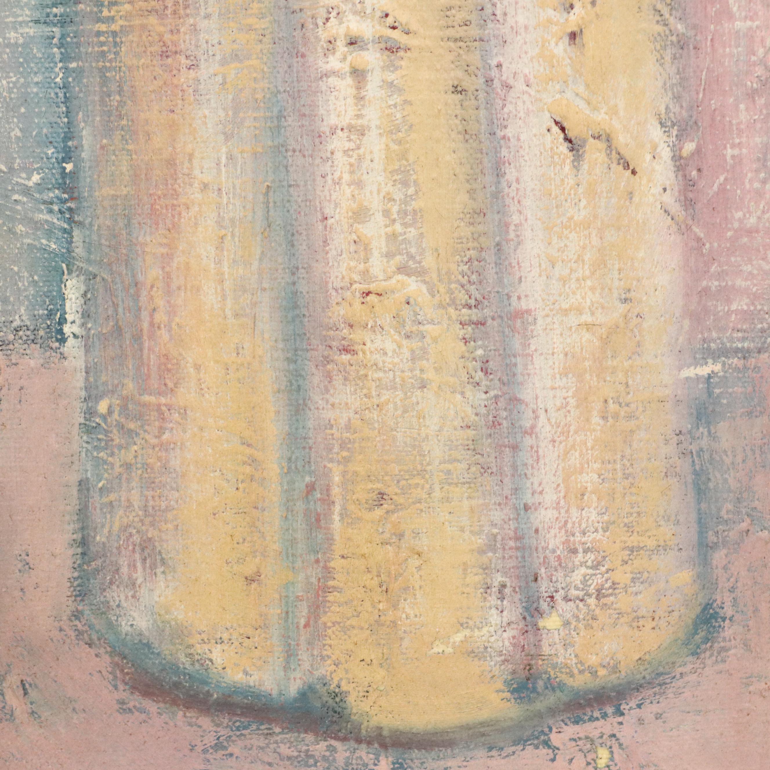 T. Wheatley Stylized Oil Painting of Floral Still Life, 20th Century