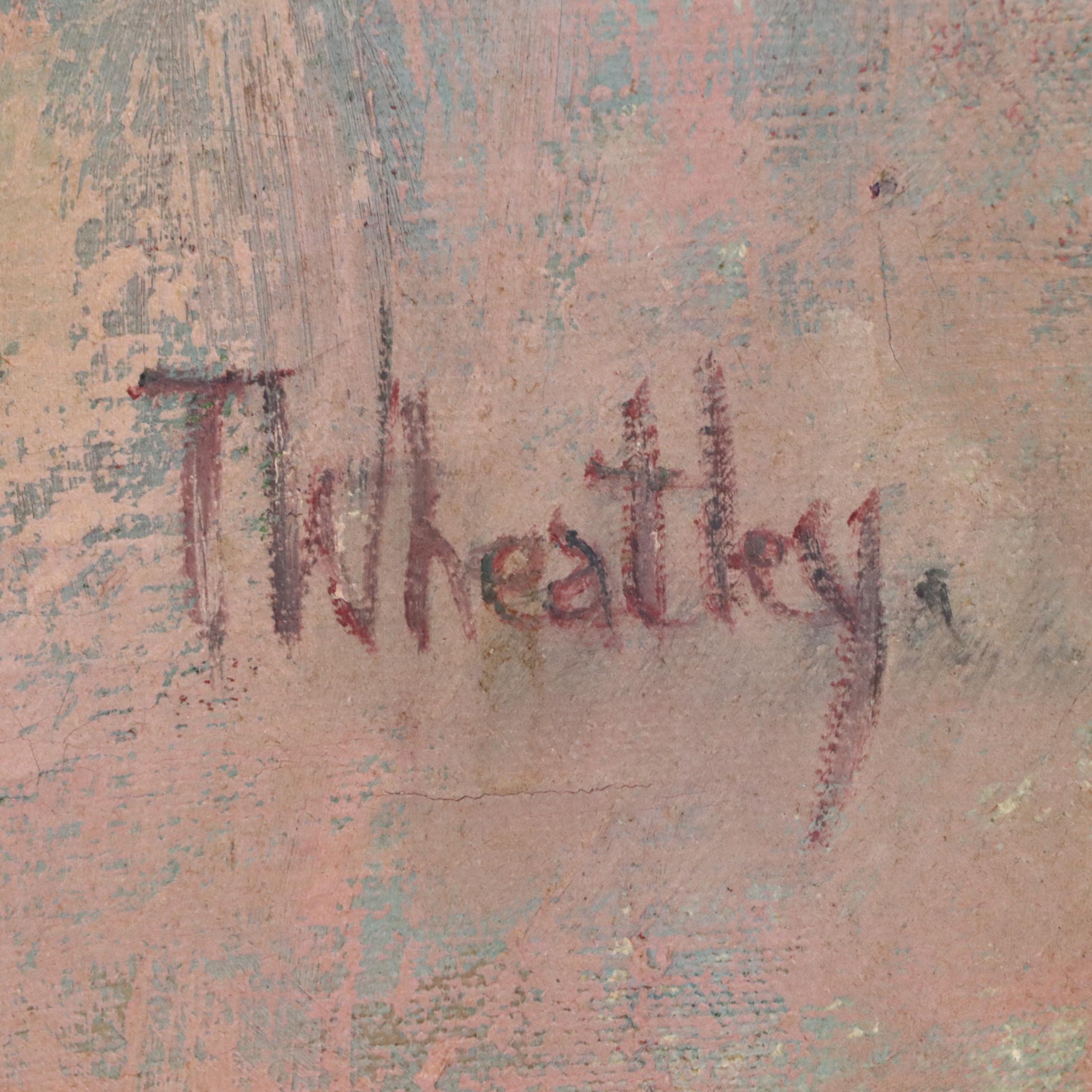 T. Wheatley Stylized Oil Painting of Floral Still Life, 20th Century