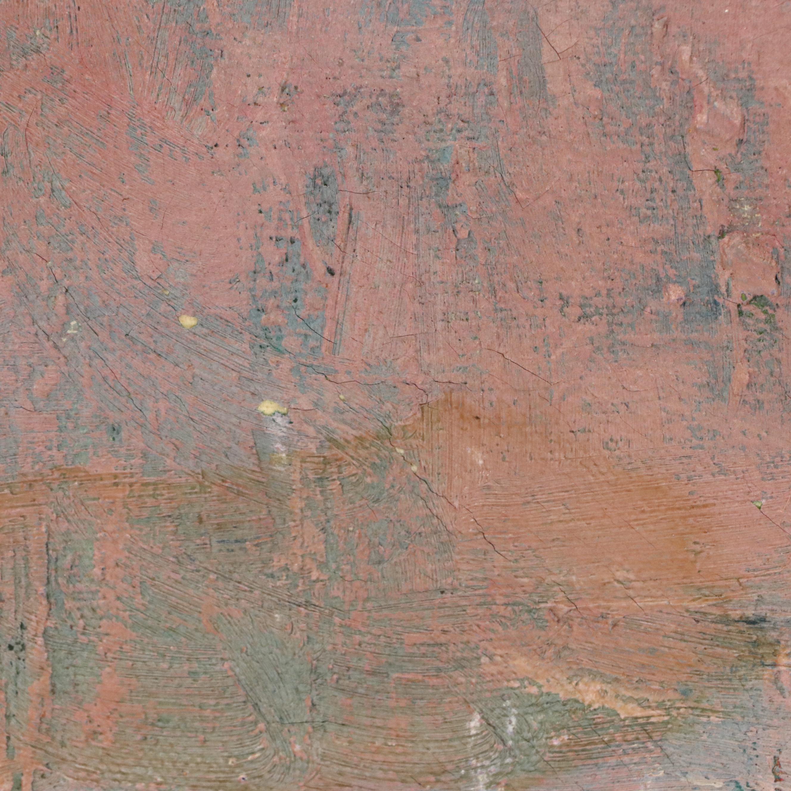 T. Wheatley Stylized Oil Painting of Floral Still Life, 20th Century