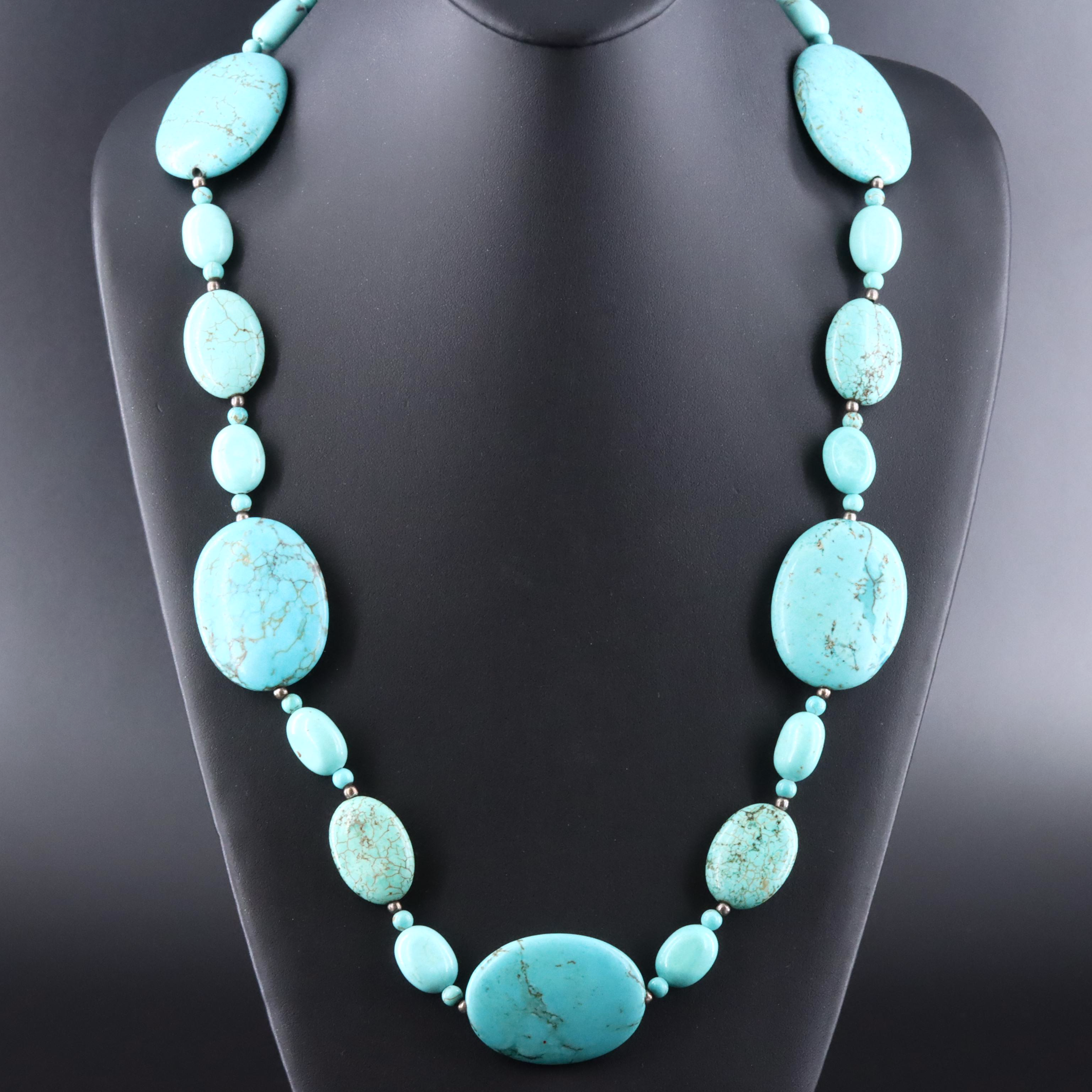 Sterling Turquoise Beaded Necklace