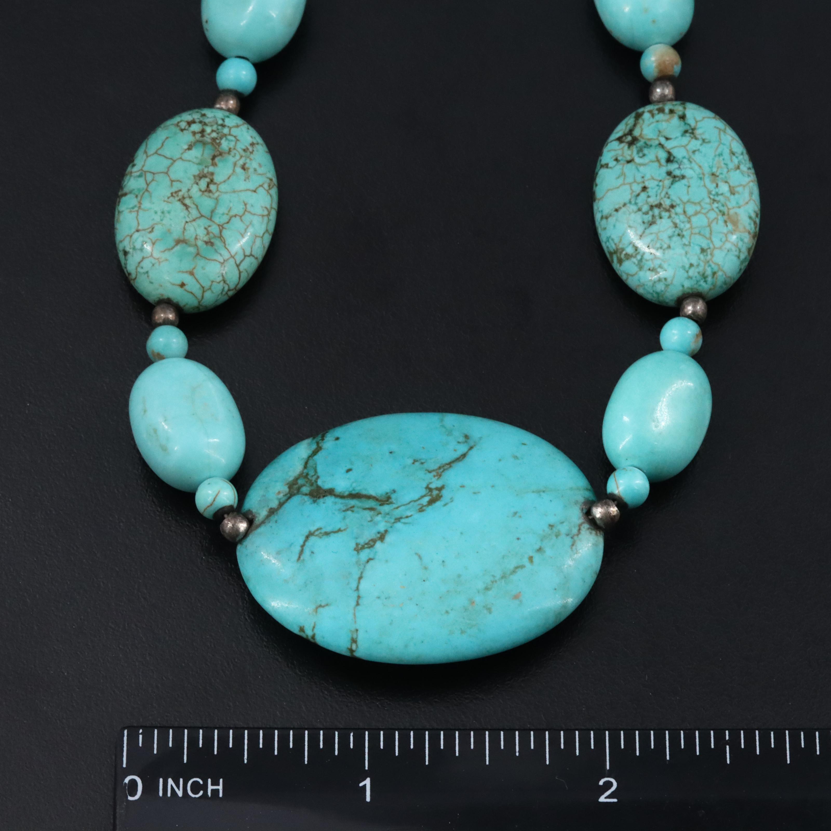 Sterling Turquoise Beaded Necklace