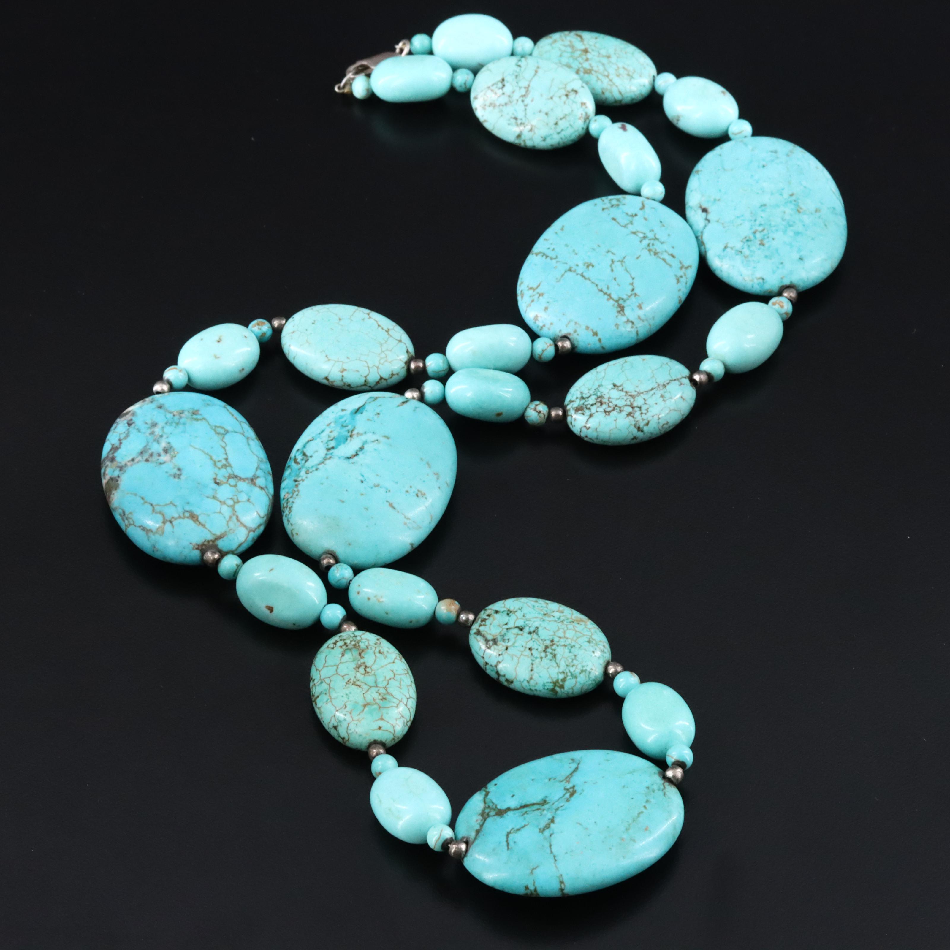 Sterling Turquoise Beaded Necklace