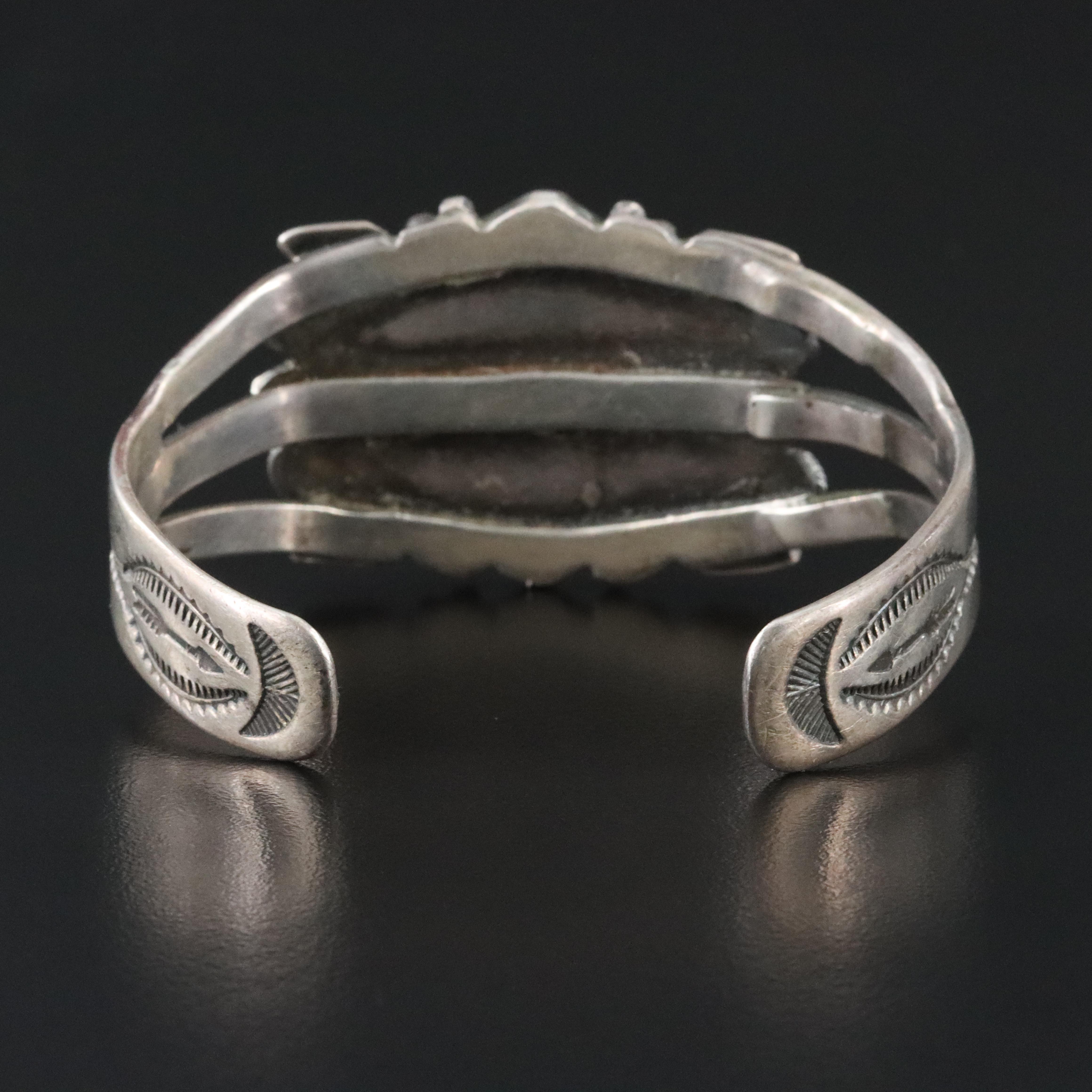 Fred Harvey Style Sterling Turquoise Cuff Bracelet