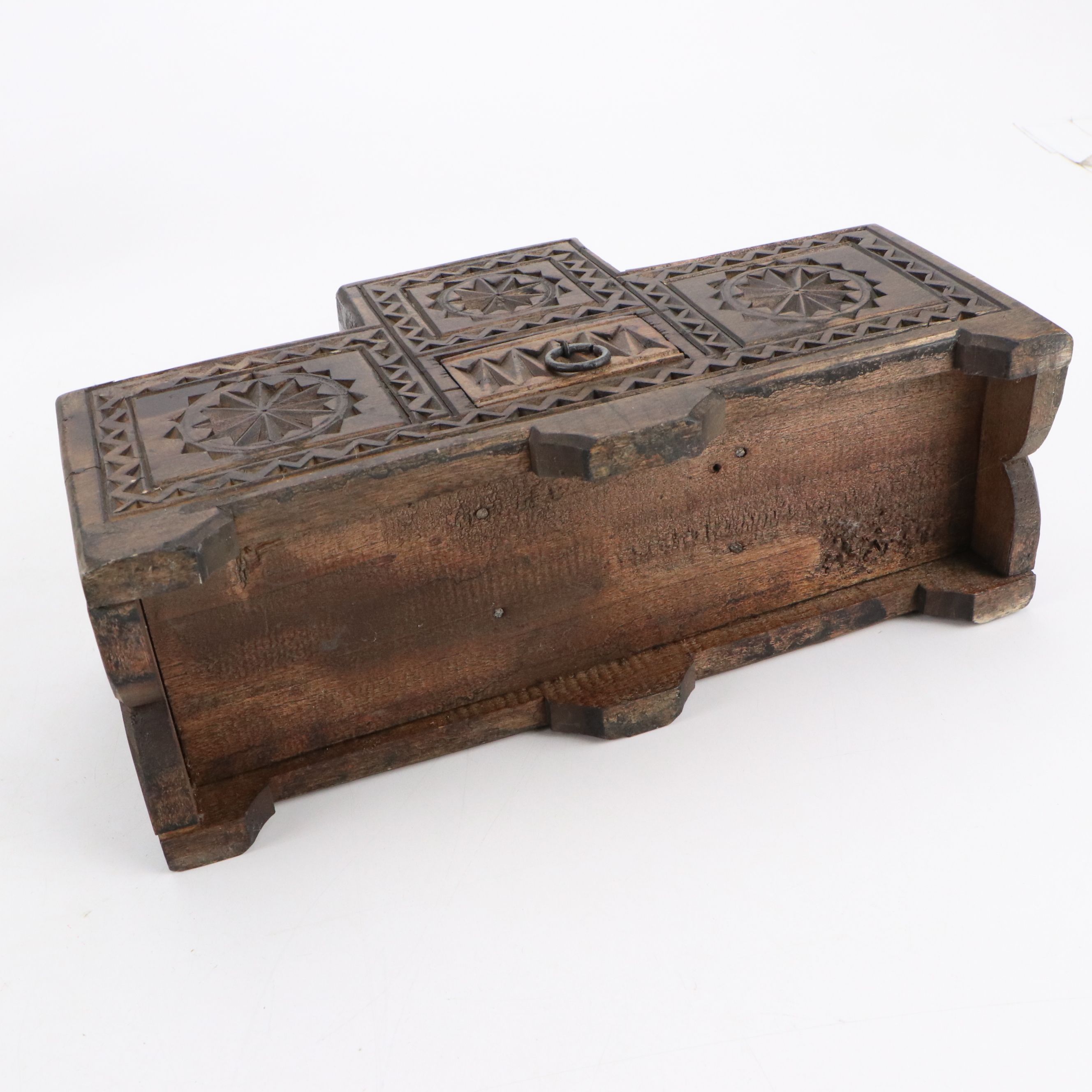 Chip Carved Tramp Art Style Four-Section Box
