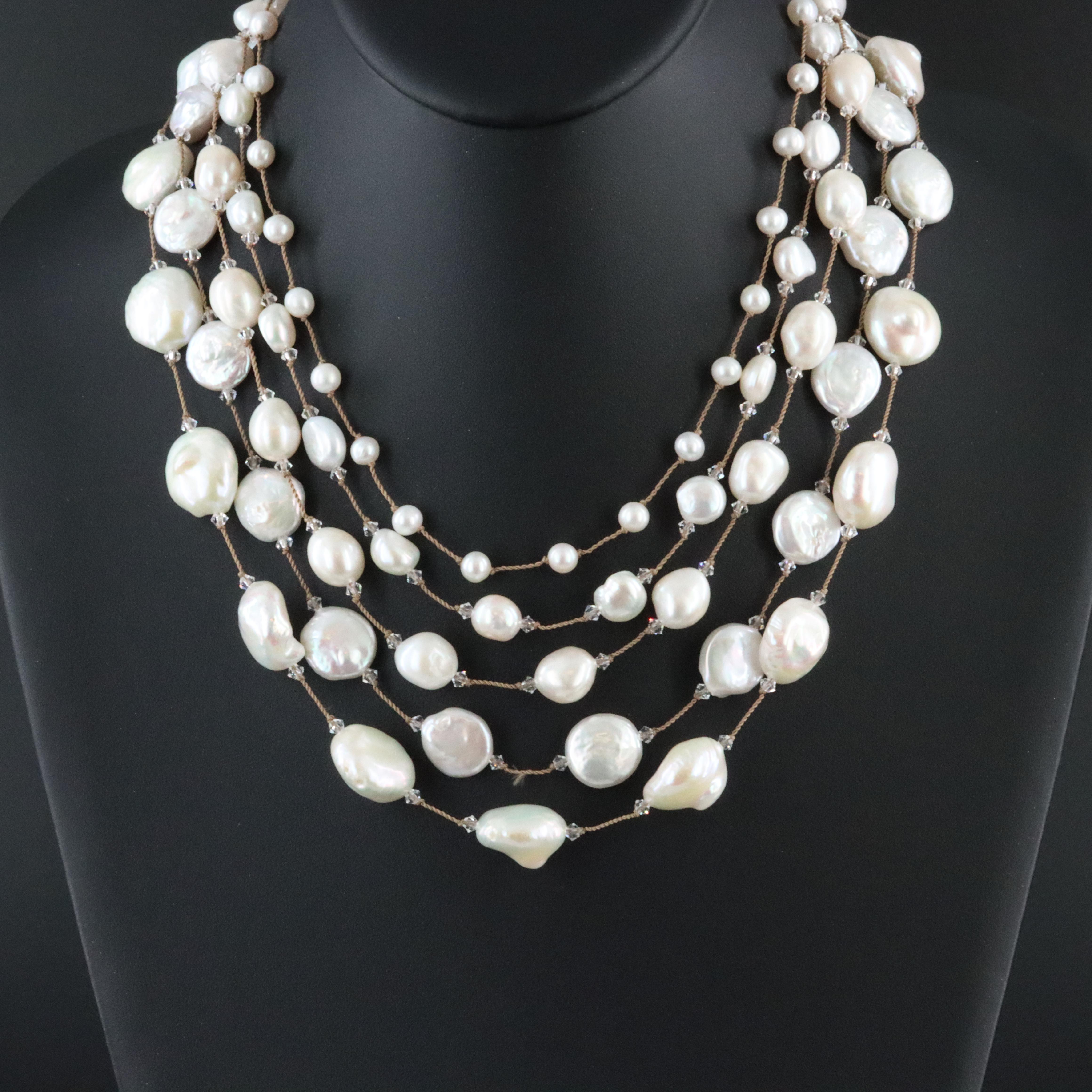 Margo Morrison Sterling Pearl Tiered Necklace
