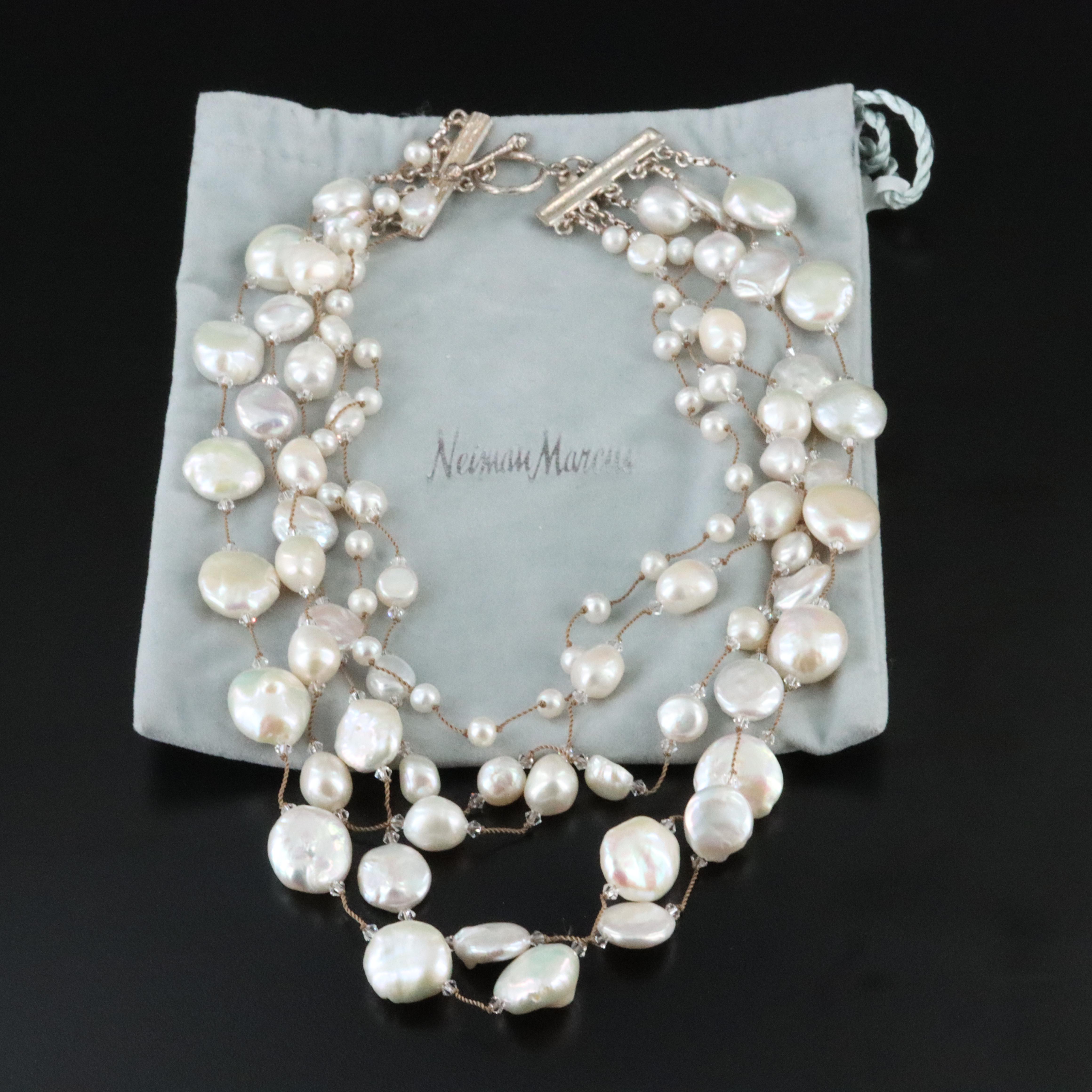 Margo Morrison Sterling Pearl Tiered Necklace