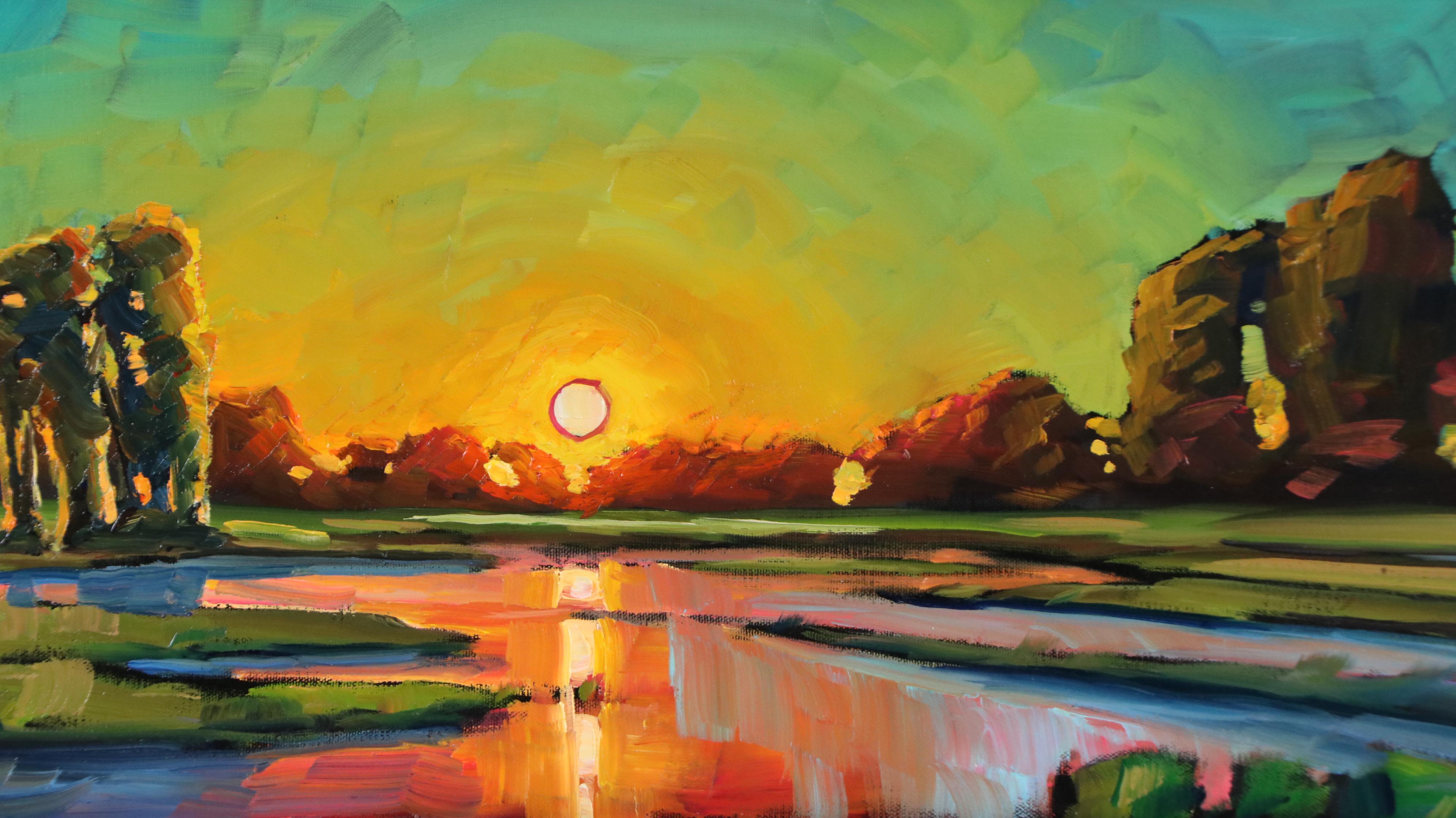 William Hawkins Sunset Landscape Oil Painting, 2025