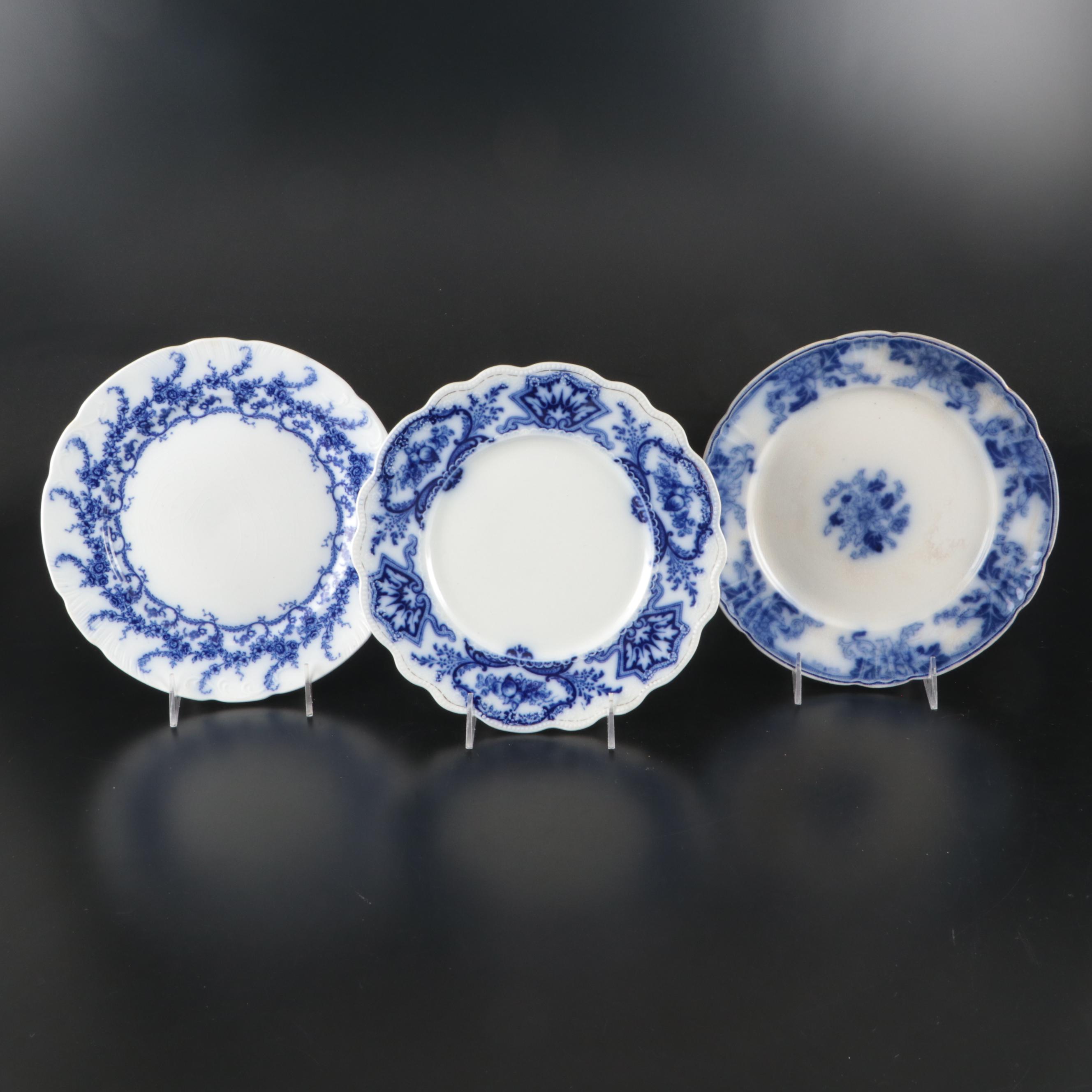 Johnson Bros., Grindley, Wood & Son Flow Blue with Russian Gzhel Dinnerware