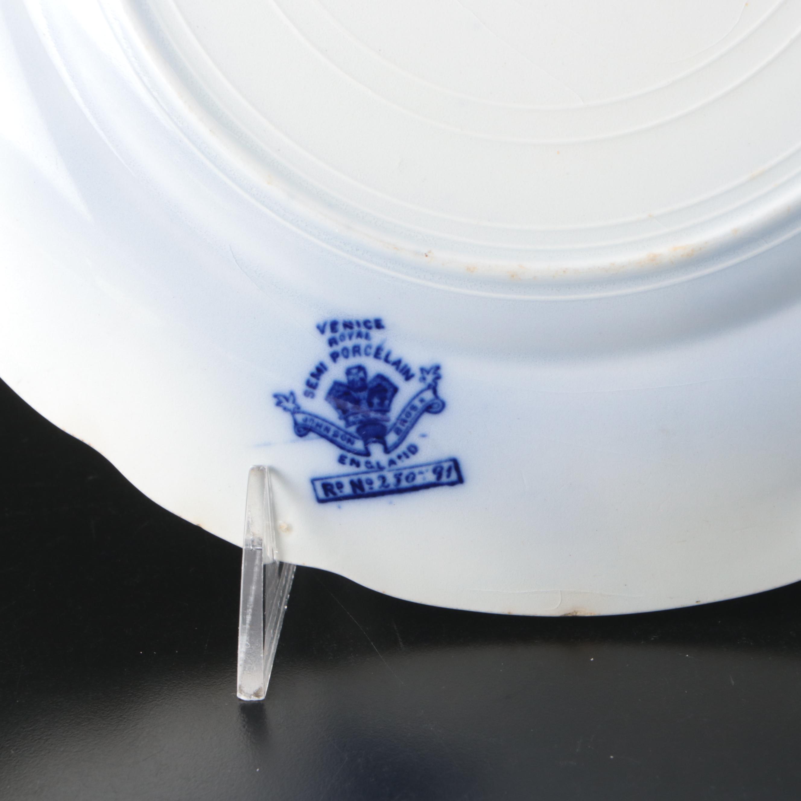 Johnson Bros., Grindley, Wood & Son Flow Blue with Russian Gzhel Dinnerware