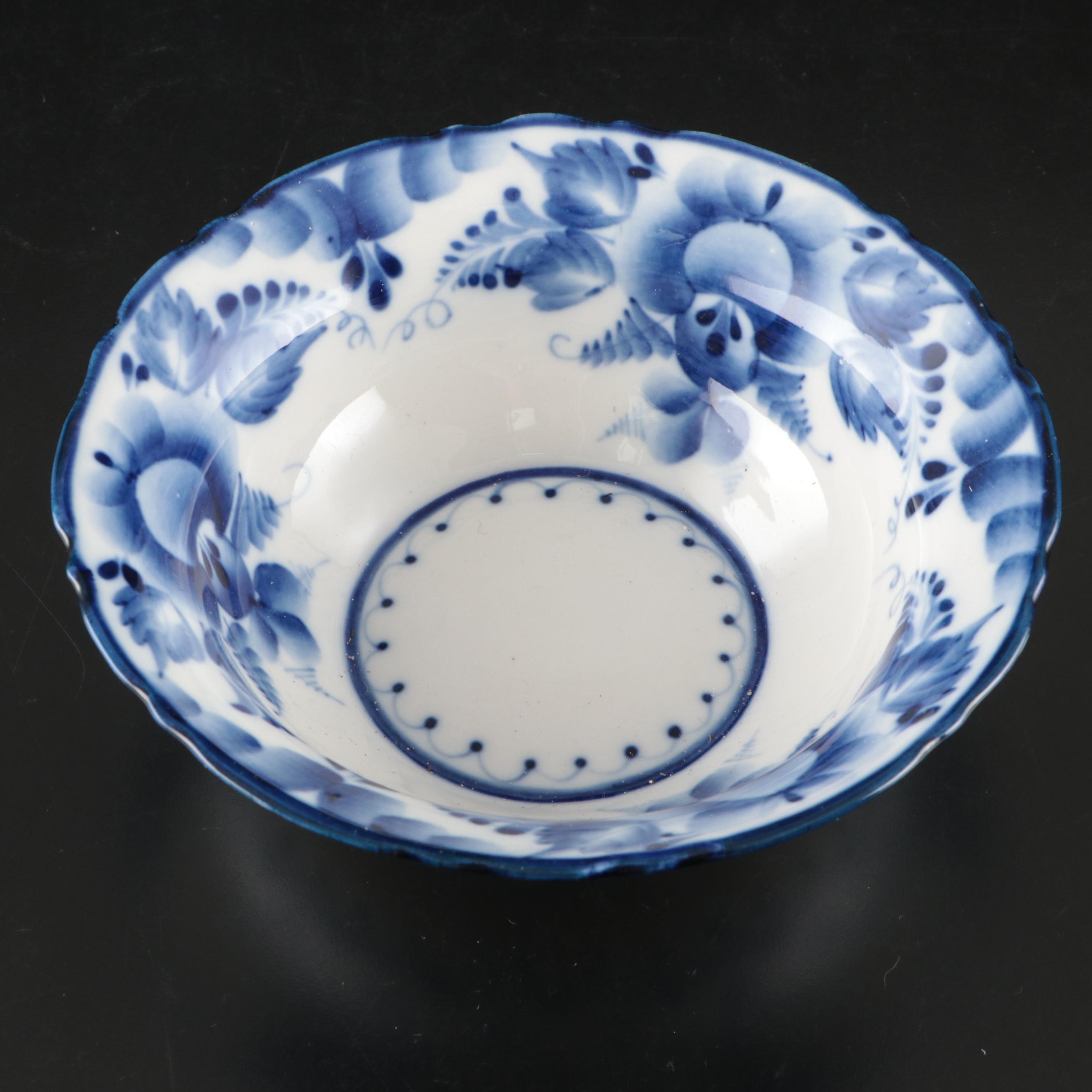 Johnson Bros., Grindley, Wood & Son Flow Blue with Russian Gzhel Dinnerware