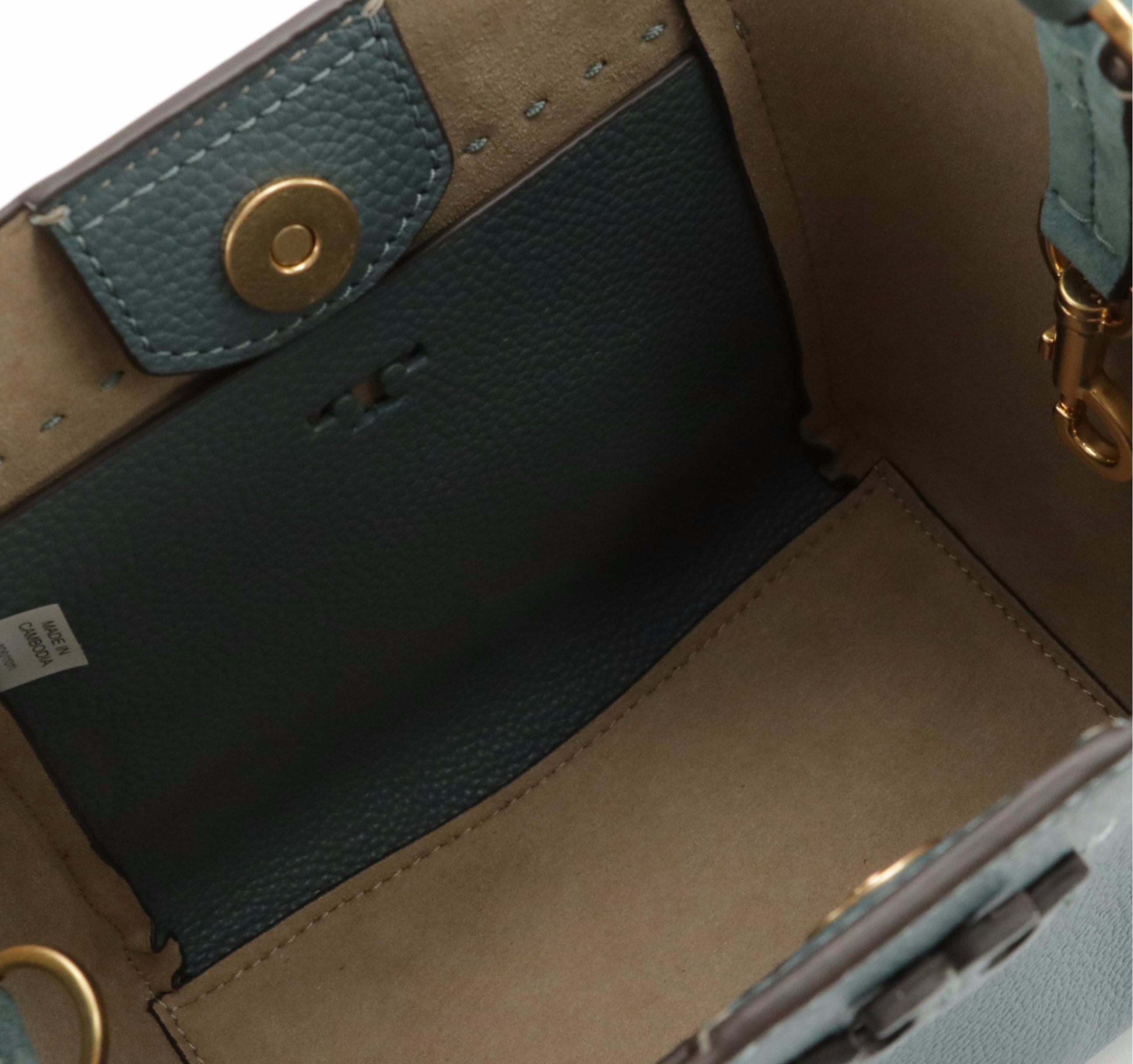 Tory Burch Small McGraw Two-Way Bucket Bag in Arctic Blue Leather & Suede w/ Tag