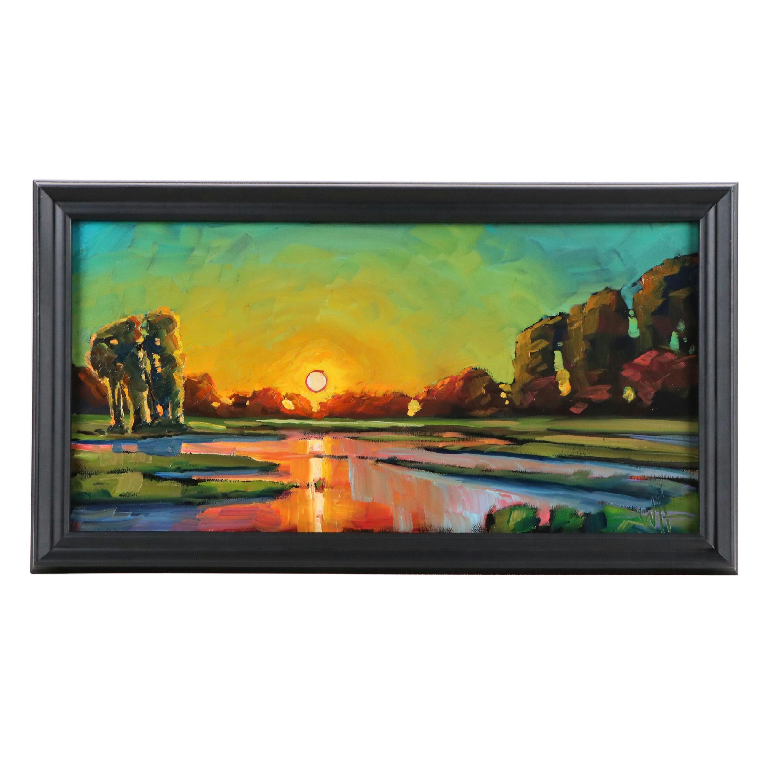 William Hawkins Sunset Landscape Oil Painting, 2025