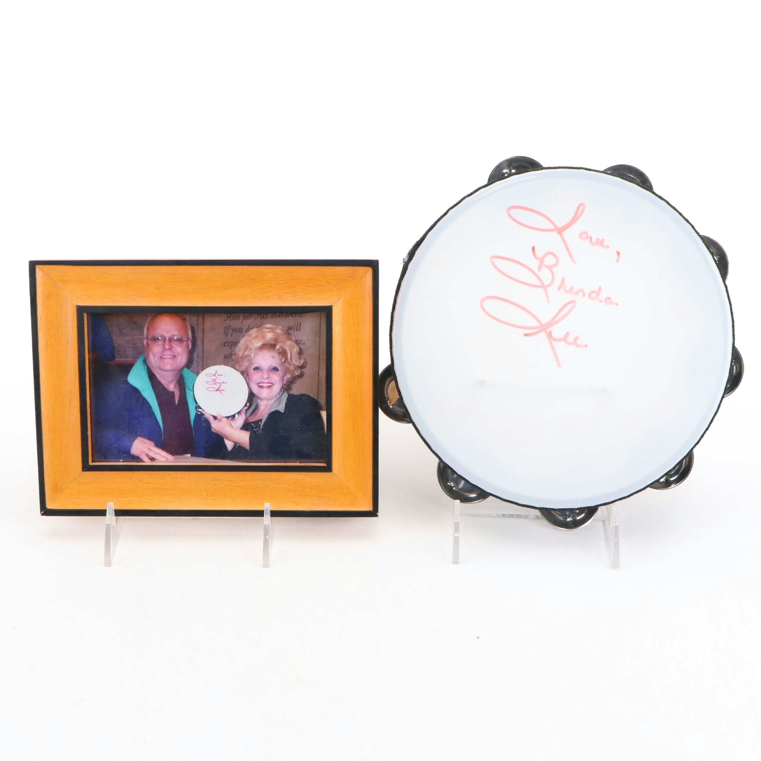 Brenda Lee Signed Tambourine with Photograph, Late 20th Century