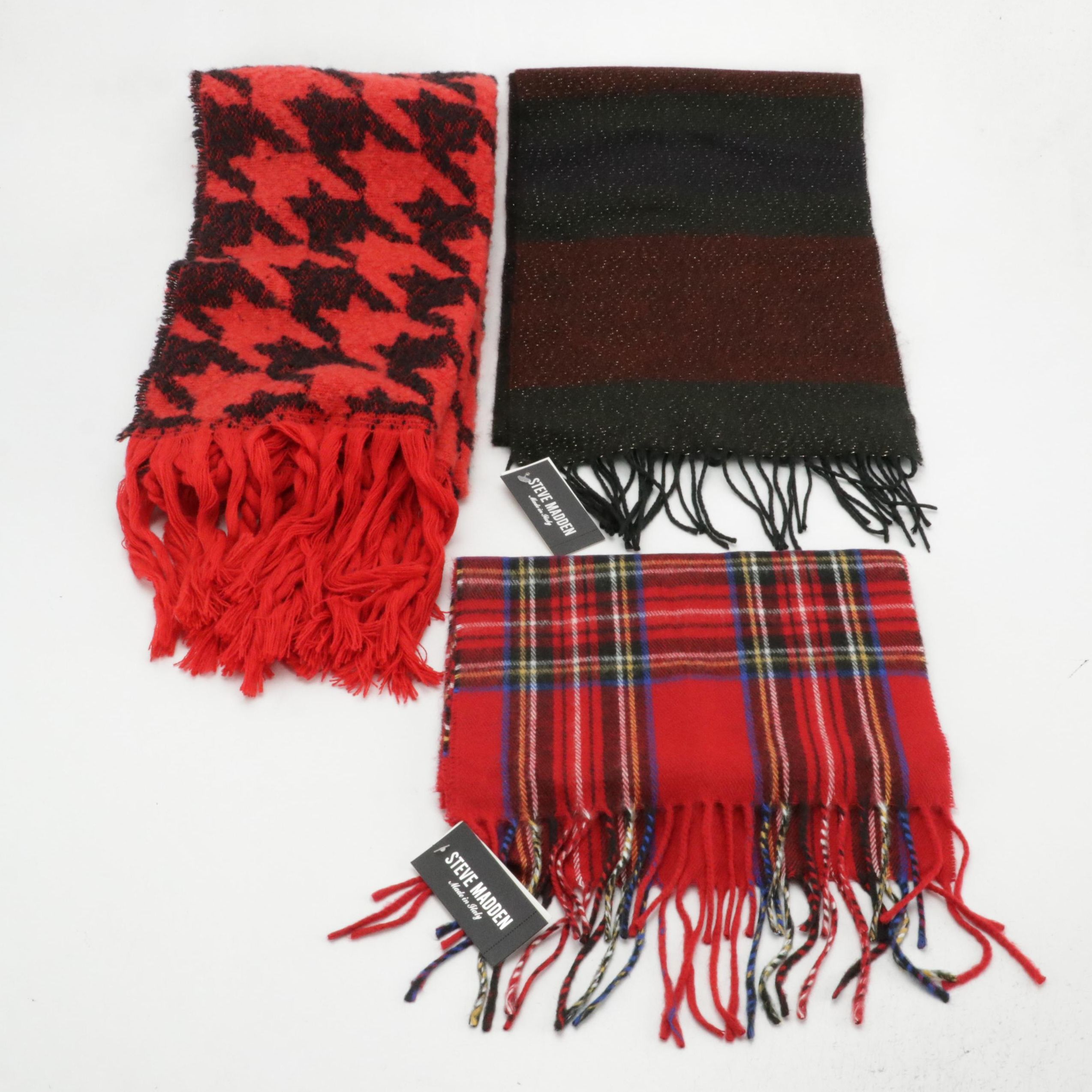 Steve Madden and DKNY Patterned Fringe Scarves, With Tags