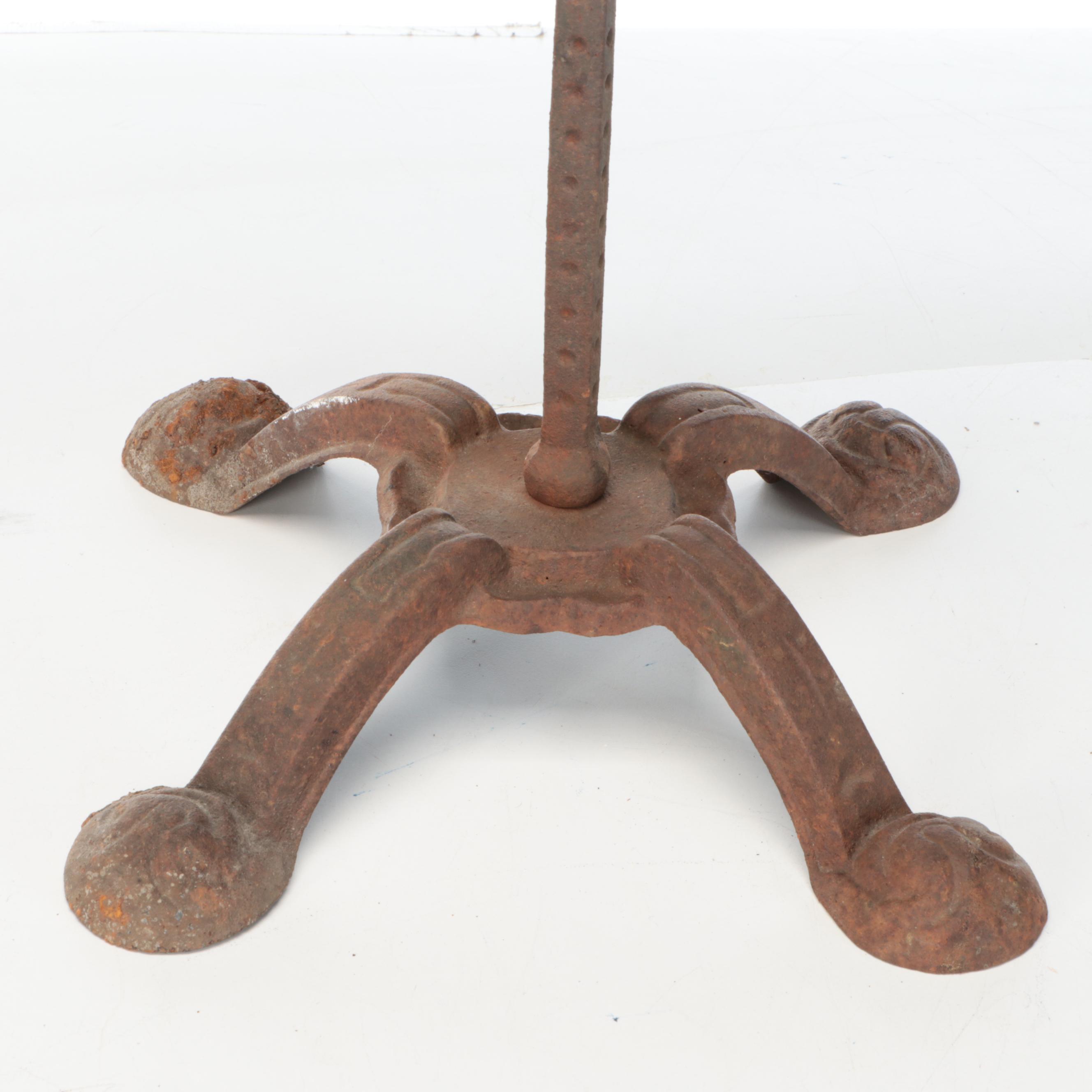 Hand-Painted Metal Rooster Weathervane with Braided Rag Rug