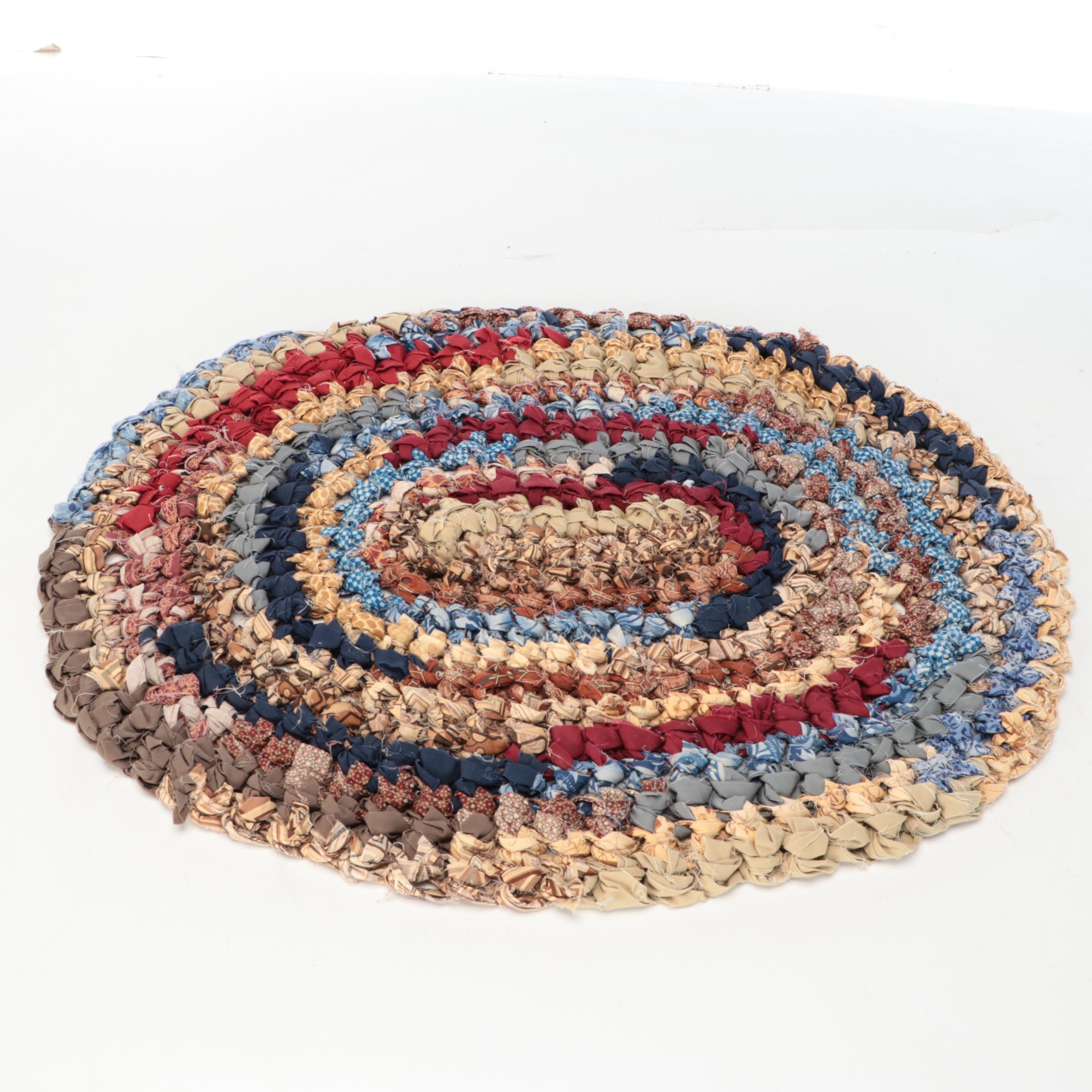 Hand-Painted Metal Rooster Weathervane with Braided Rag Rug