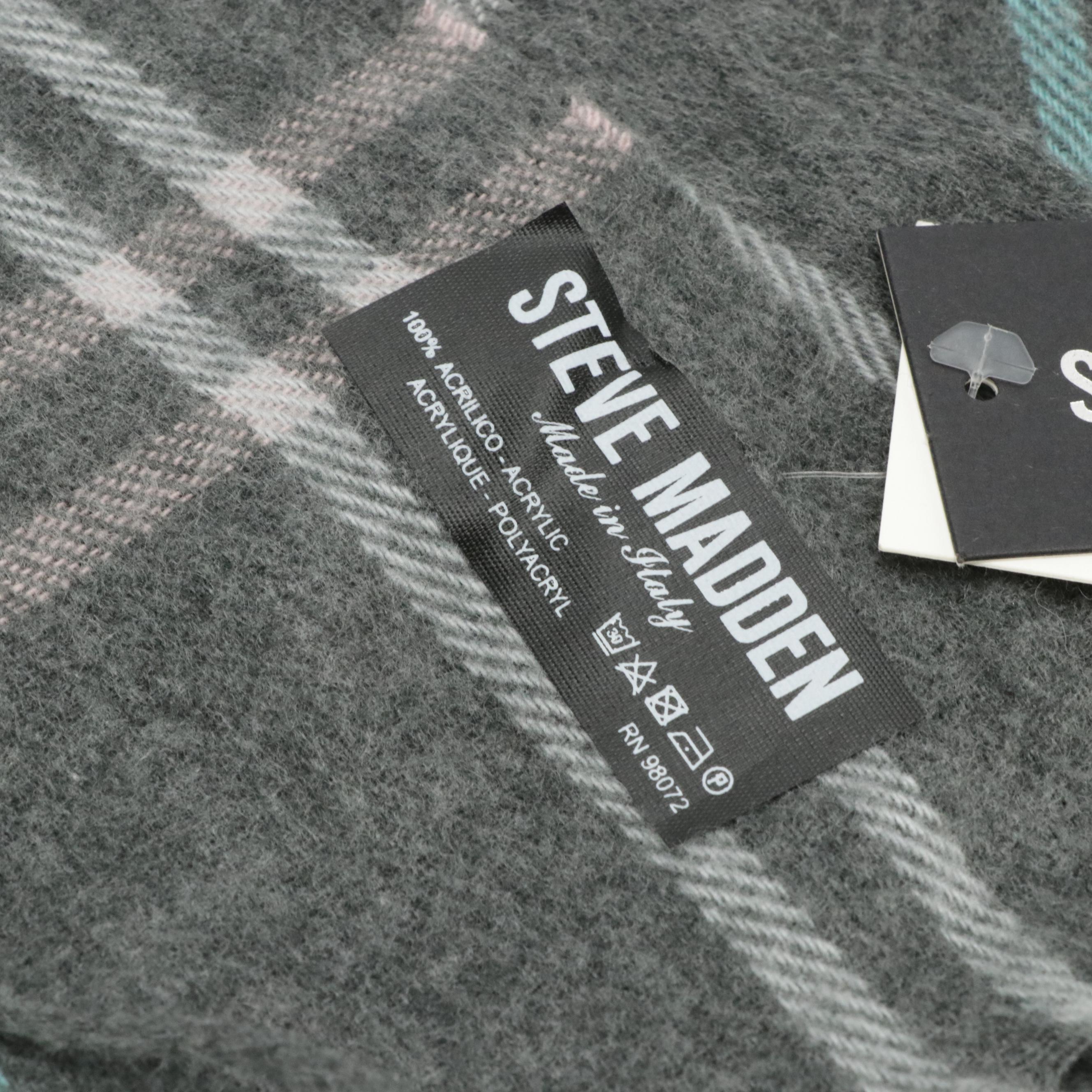 Steve Madden Plaid Fringe Scarves and DKNY Crochet Knit Scarves, With Tags