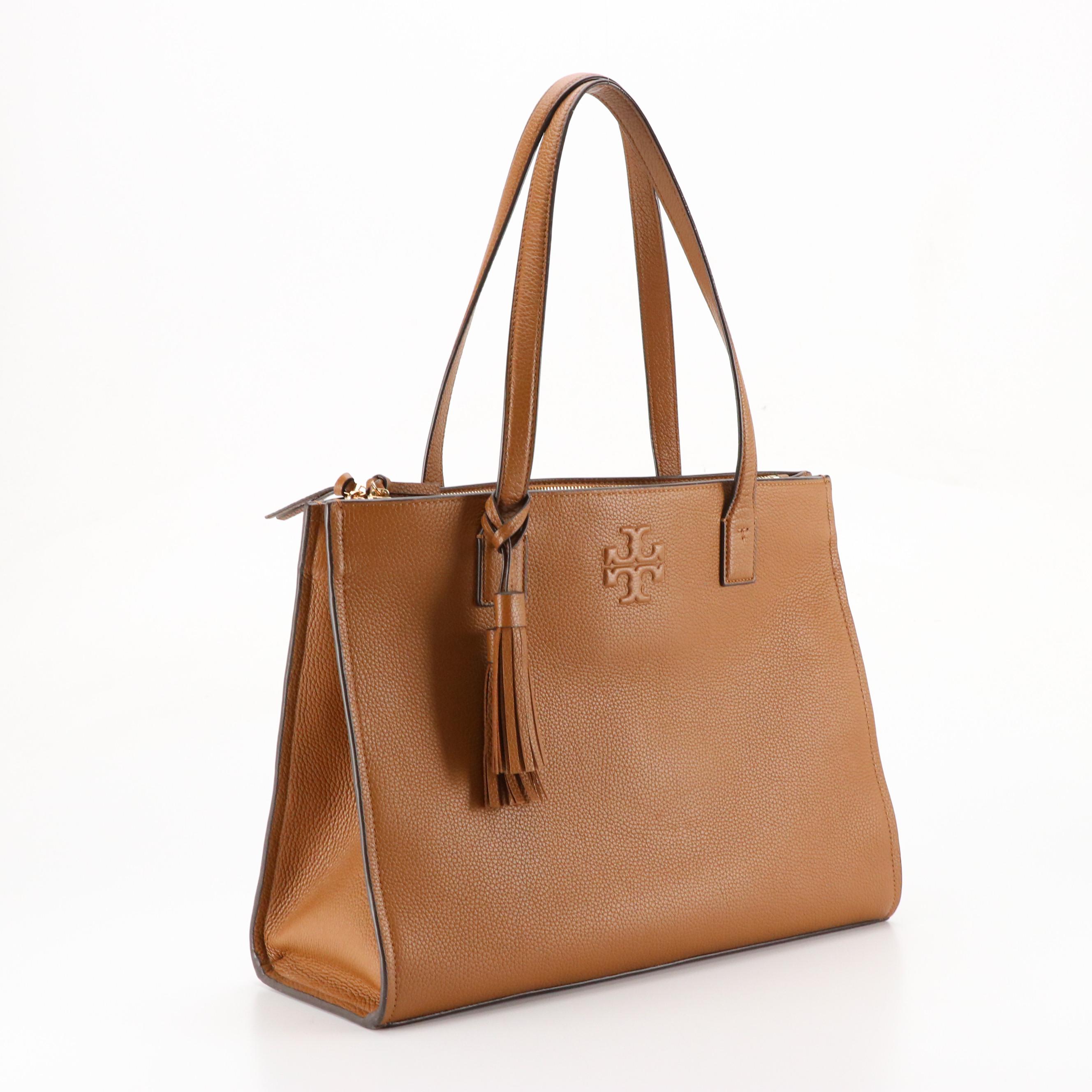 Tory Burch Thea Tote in Moose Brown Leather, With Tag