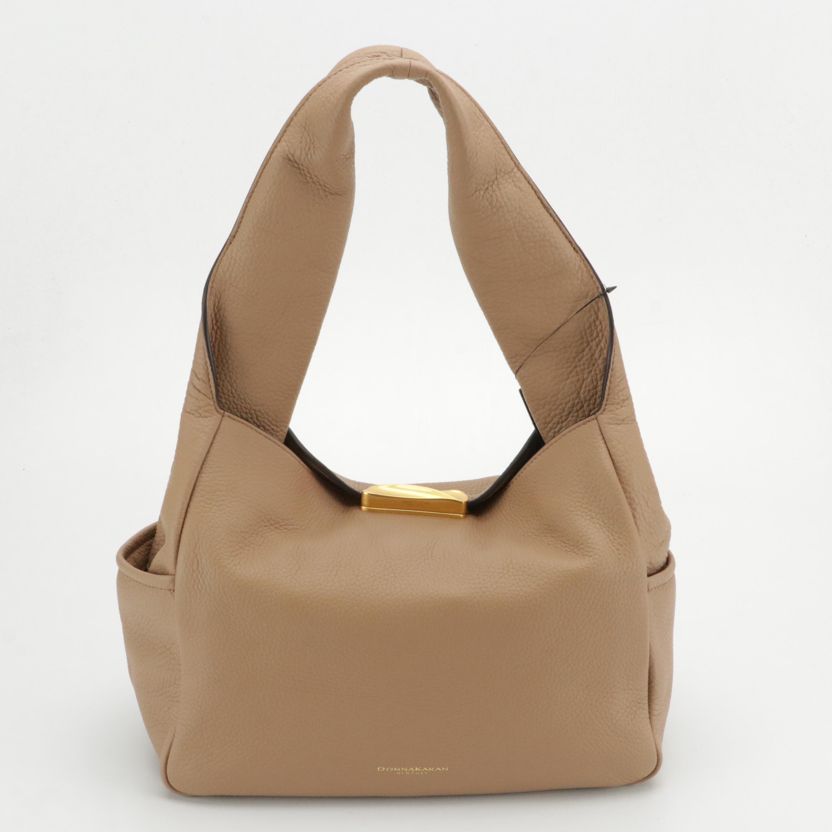 Donna Karan Amagansett Brown Leather & Quogue Skipper Embossed Shoulder Bags