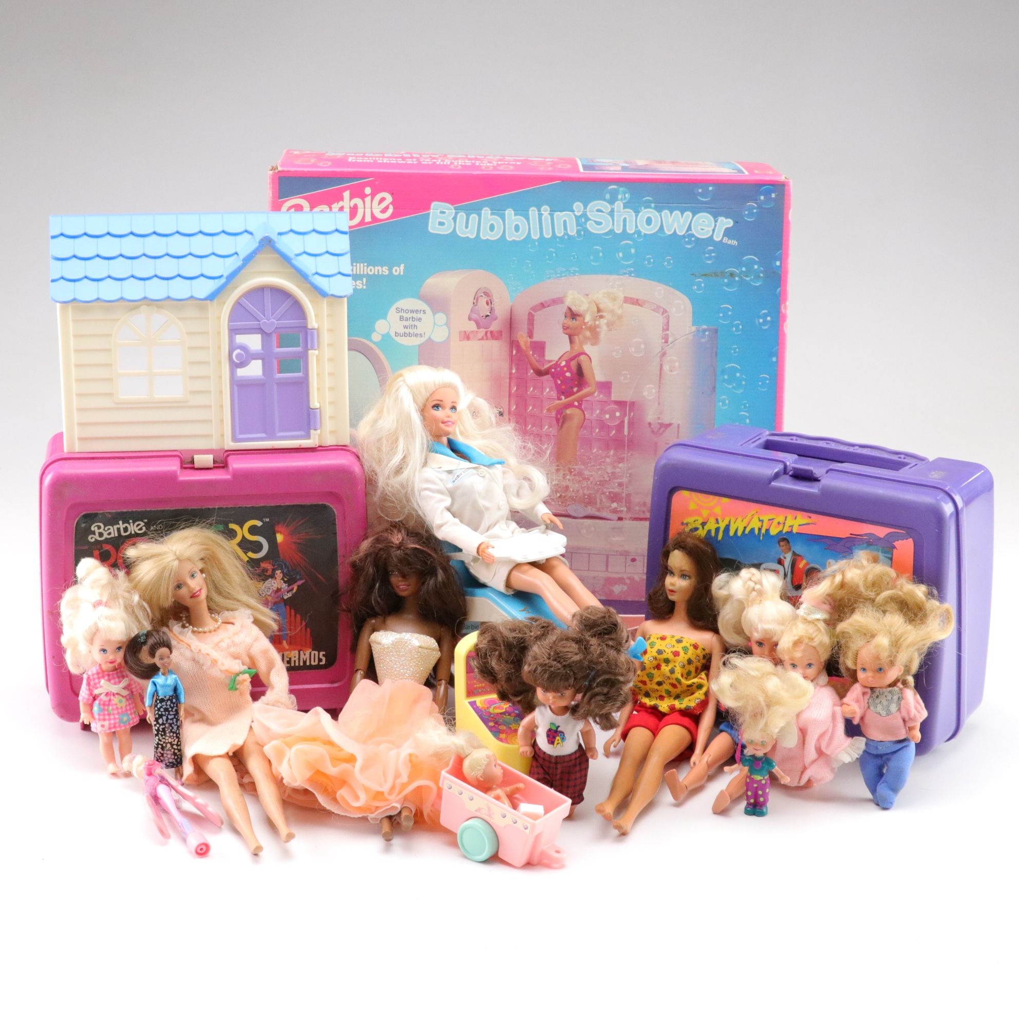 Mattel Barbie "Bubblin' Shower" with Lunch Boxes, Dentist Barbie and More Dolls