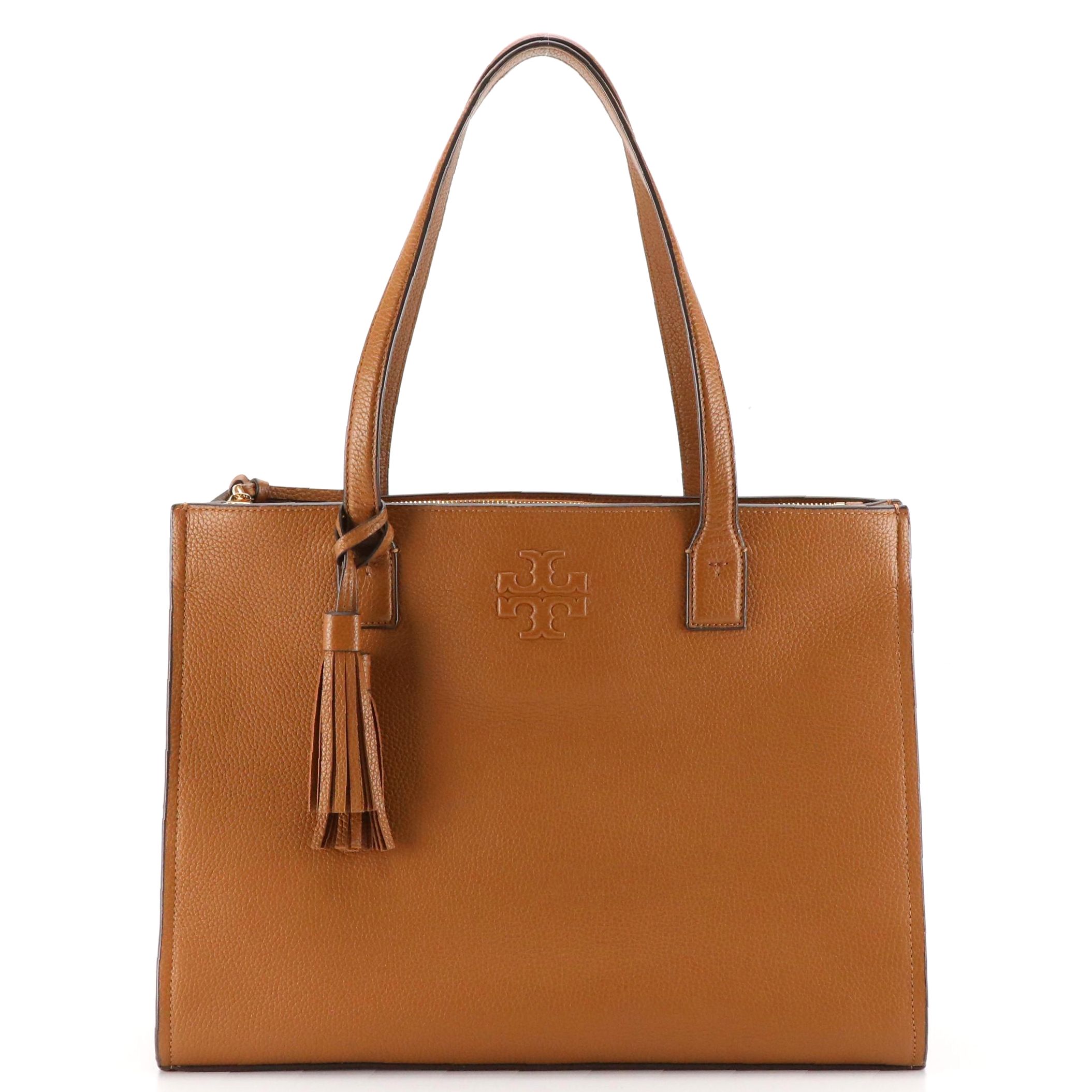Tory Burch Thea Tote in Moose Brown Leather, With Tag