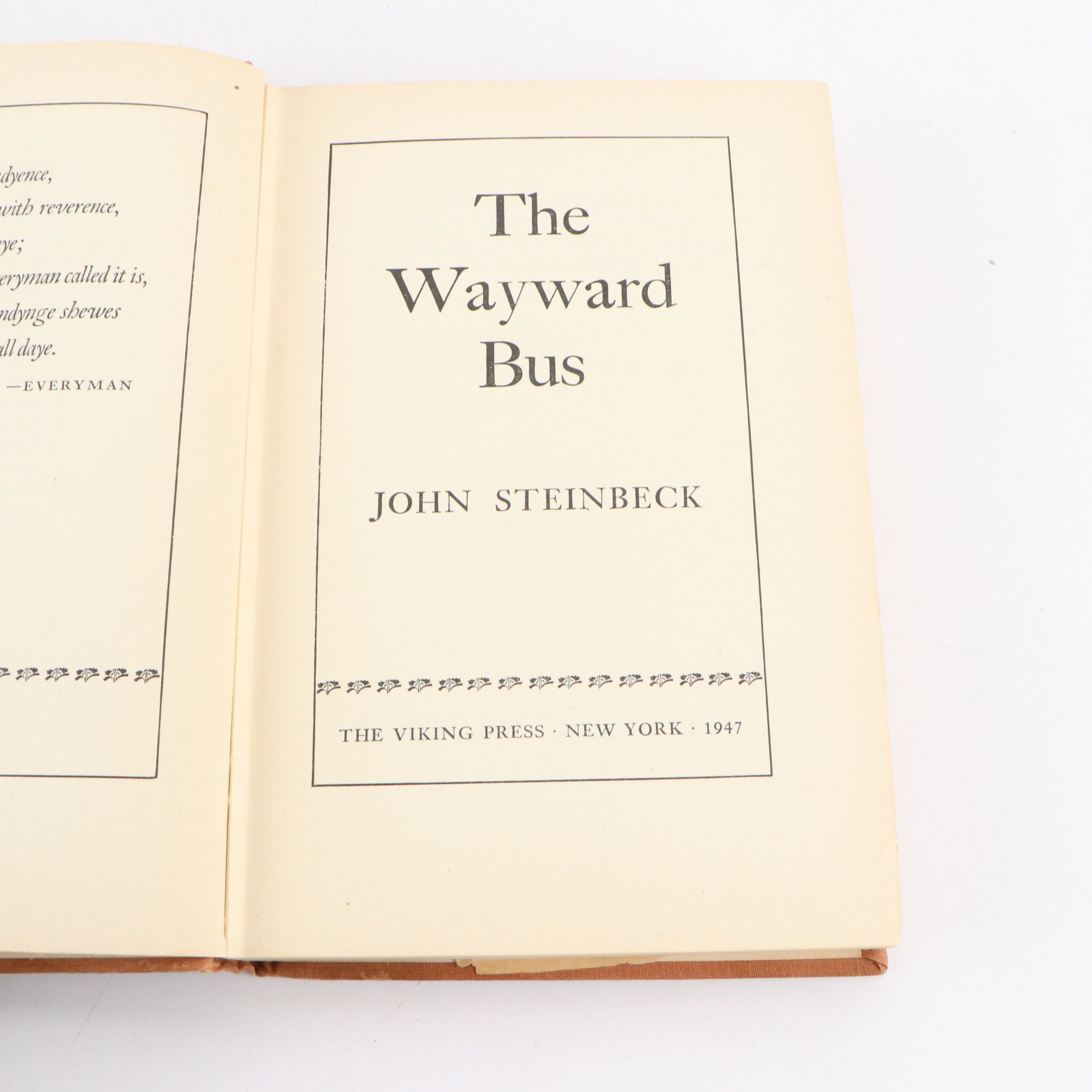 "The Wayward Bus" by John Steinbeck with Ernest Hemingway Books