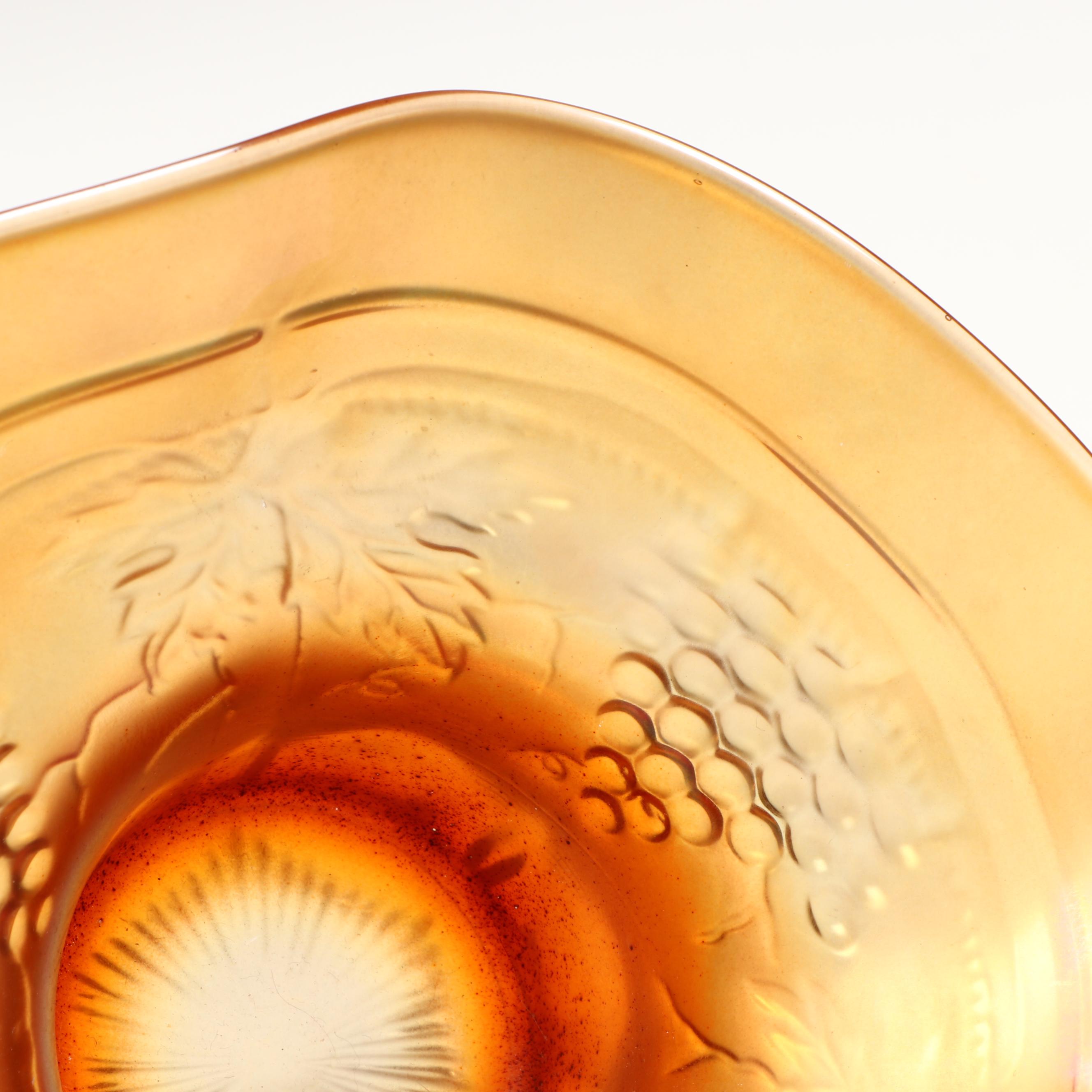 Fenton "Holly" and Northwood "Grape & Cable" Marigold Carnival Glassware