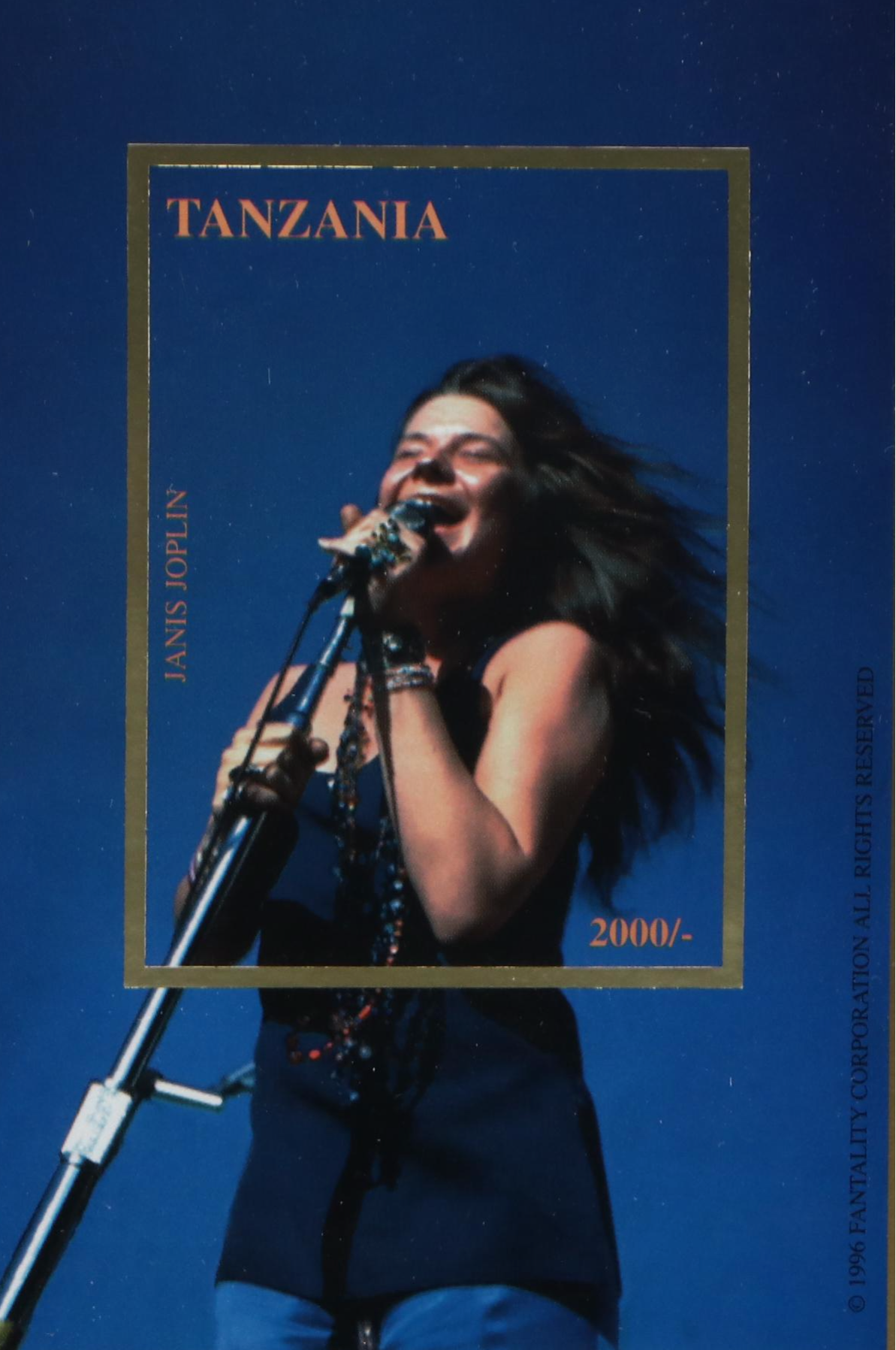 Janis Joplin Tanzania Issued Commemorative Postage Stamp, 1996