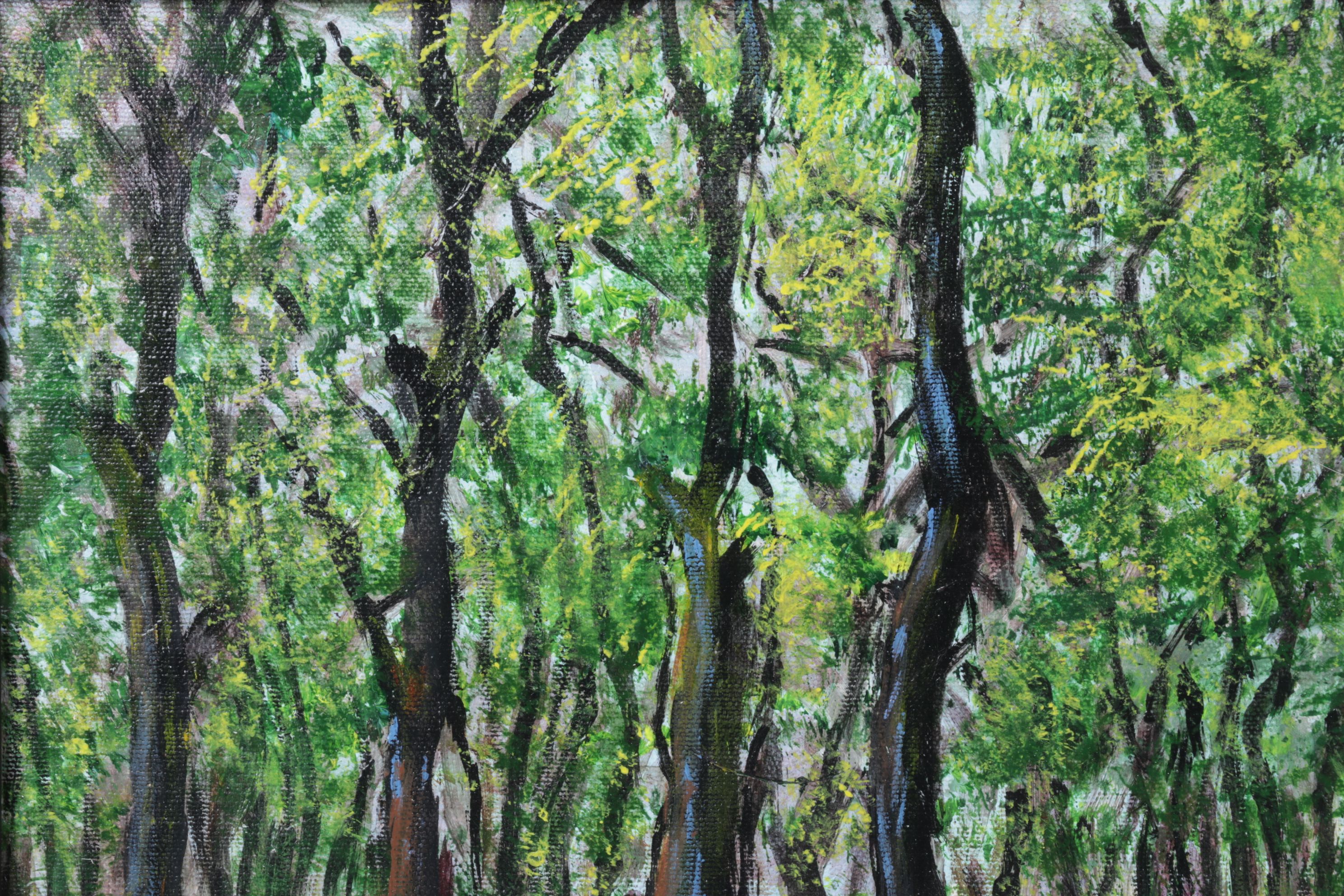 M. L. Welker Impressionist Acrylic Landscape Painting of a Forest Path