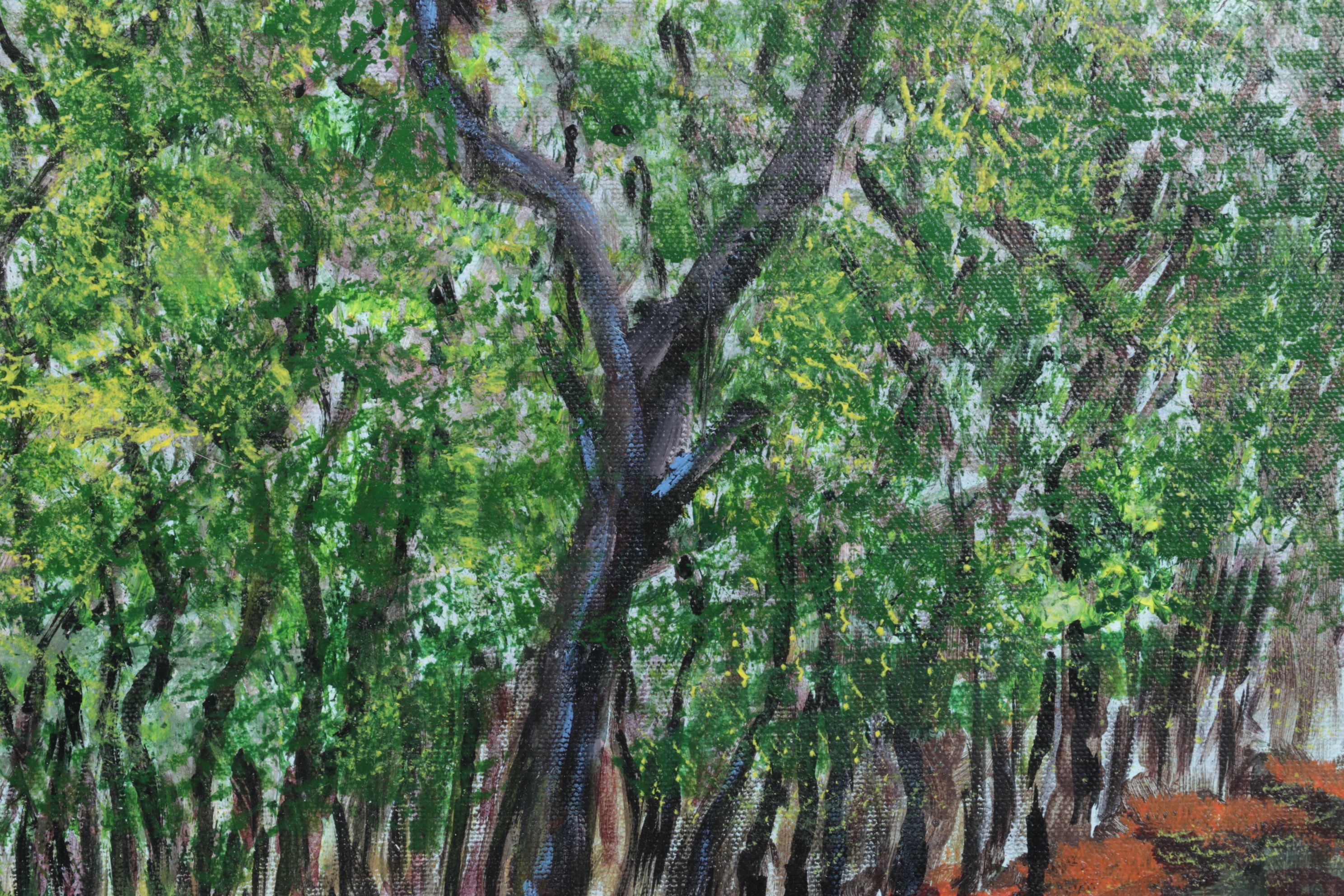 M. L. Welker Impressionist Acrylic Landscape Painting of a Forest Path