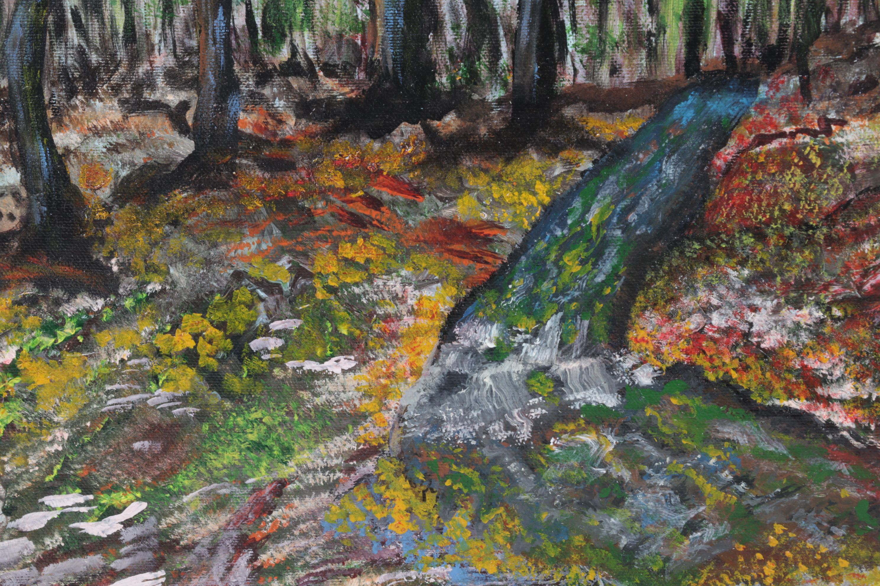 M. L. Welker Impressionist Acrylic Landscape Painting of a Forest Path