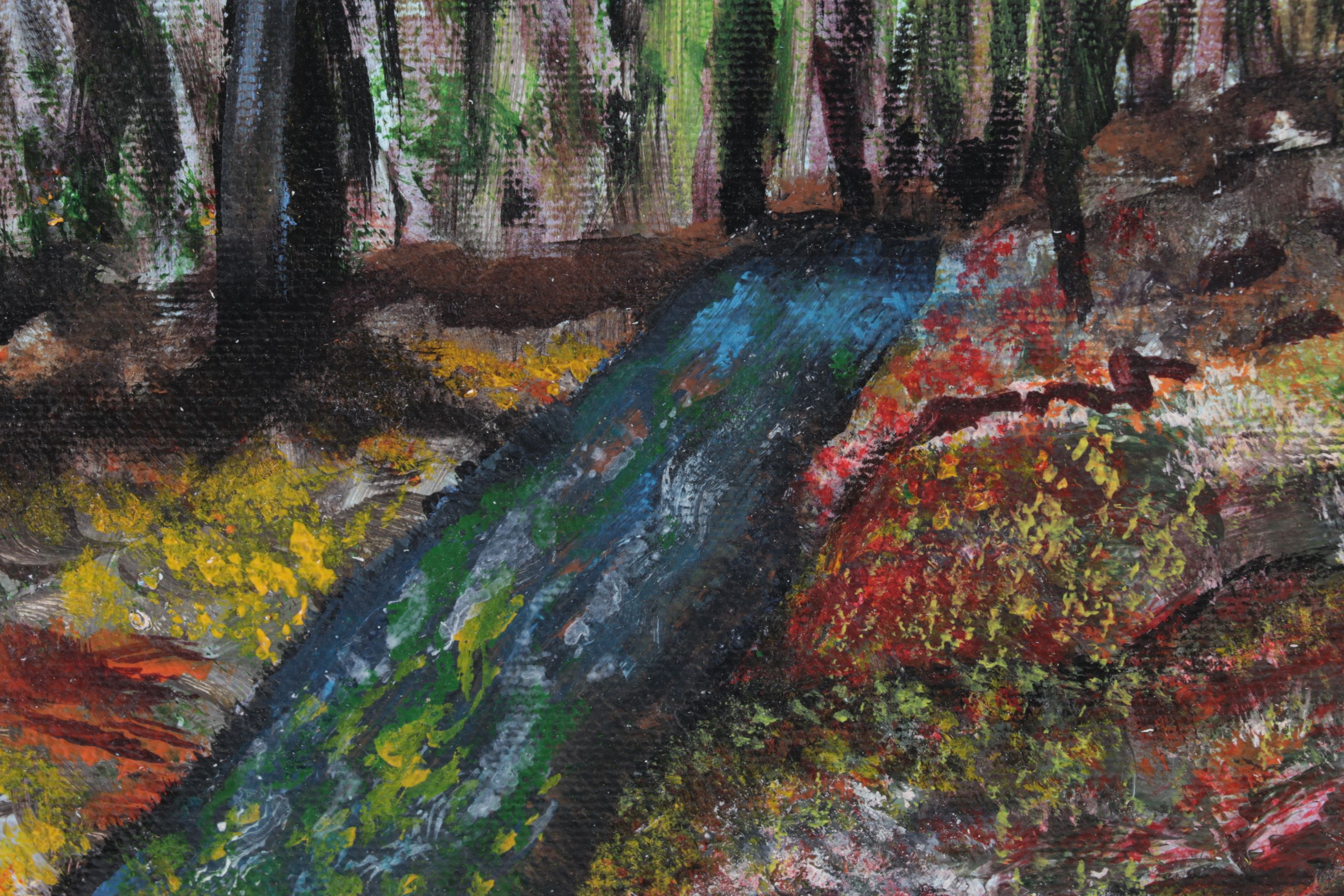 M. L. Welker Impressionist Acrylic Landscape Painting of a Forest Path