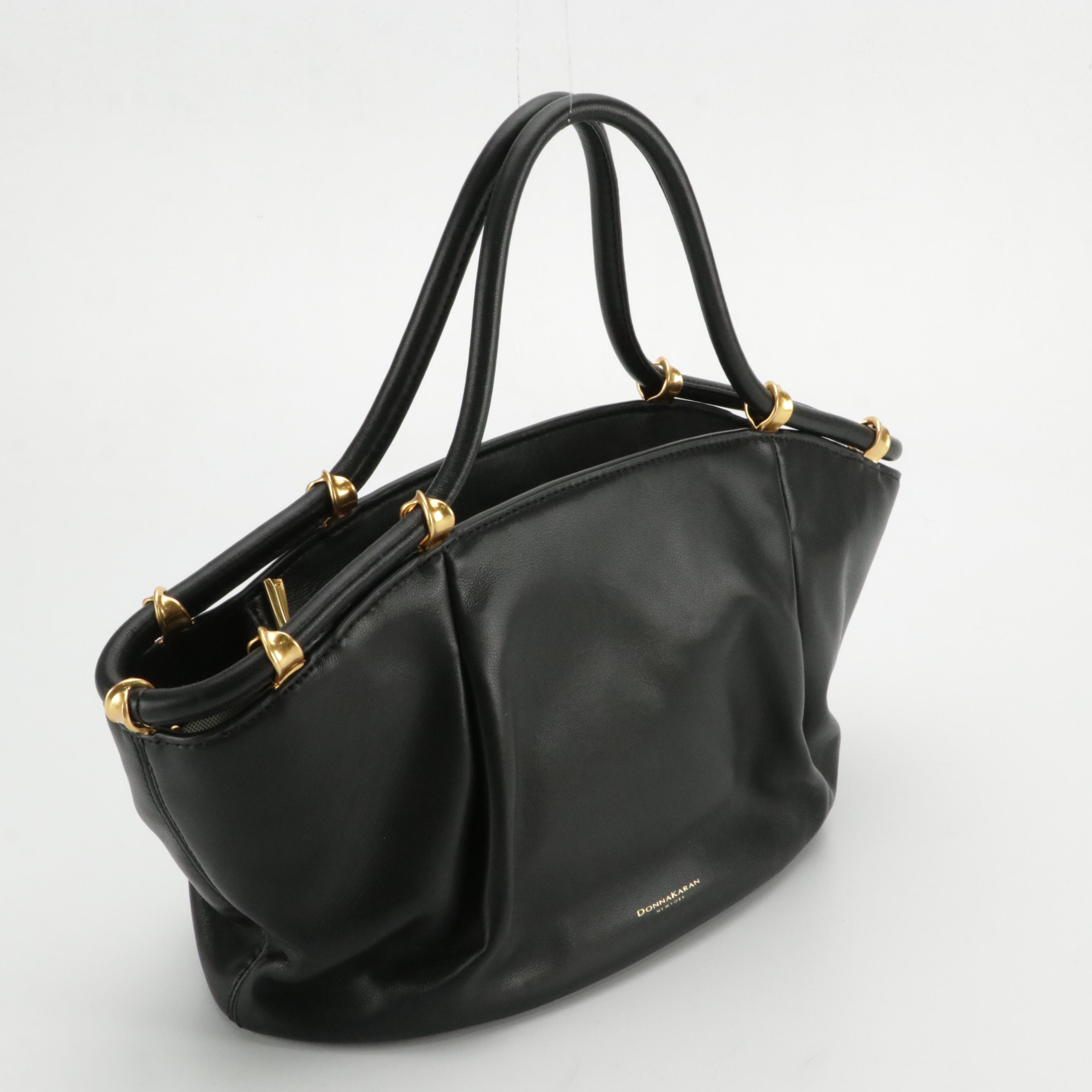 Donna Karan Chiffon Tote in Black Leather and Sag Harbor Leather Shoulder Bag