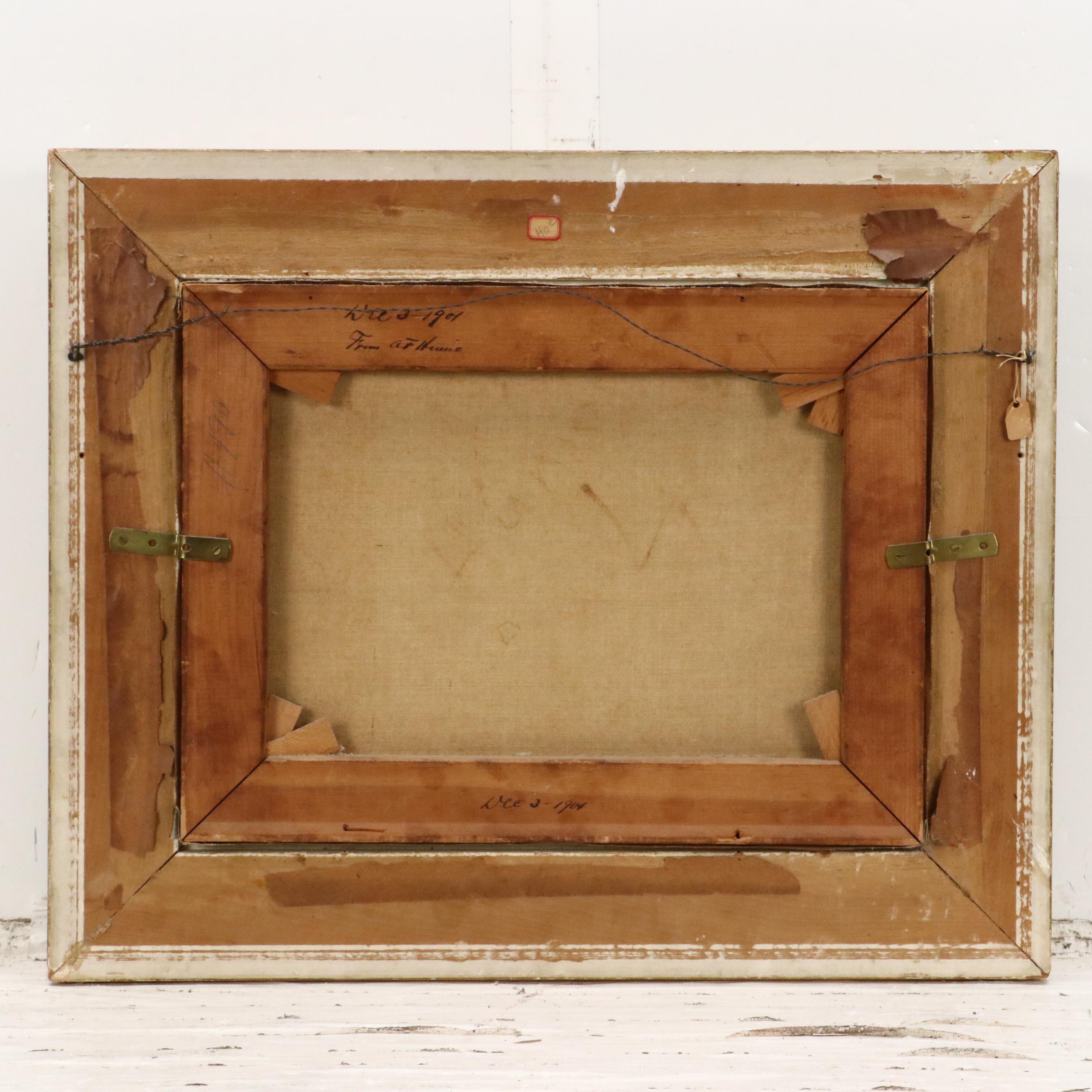 Naturalistic Style Oil Painting of River Landscape, 1901