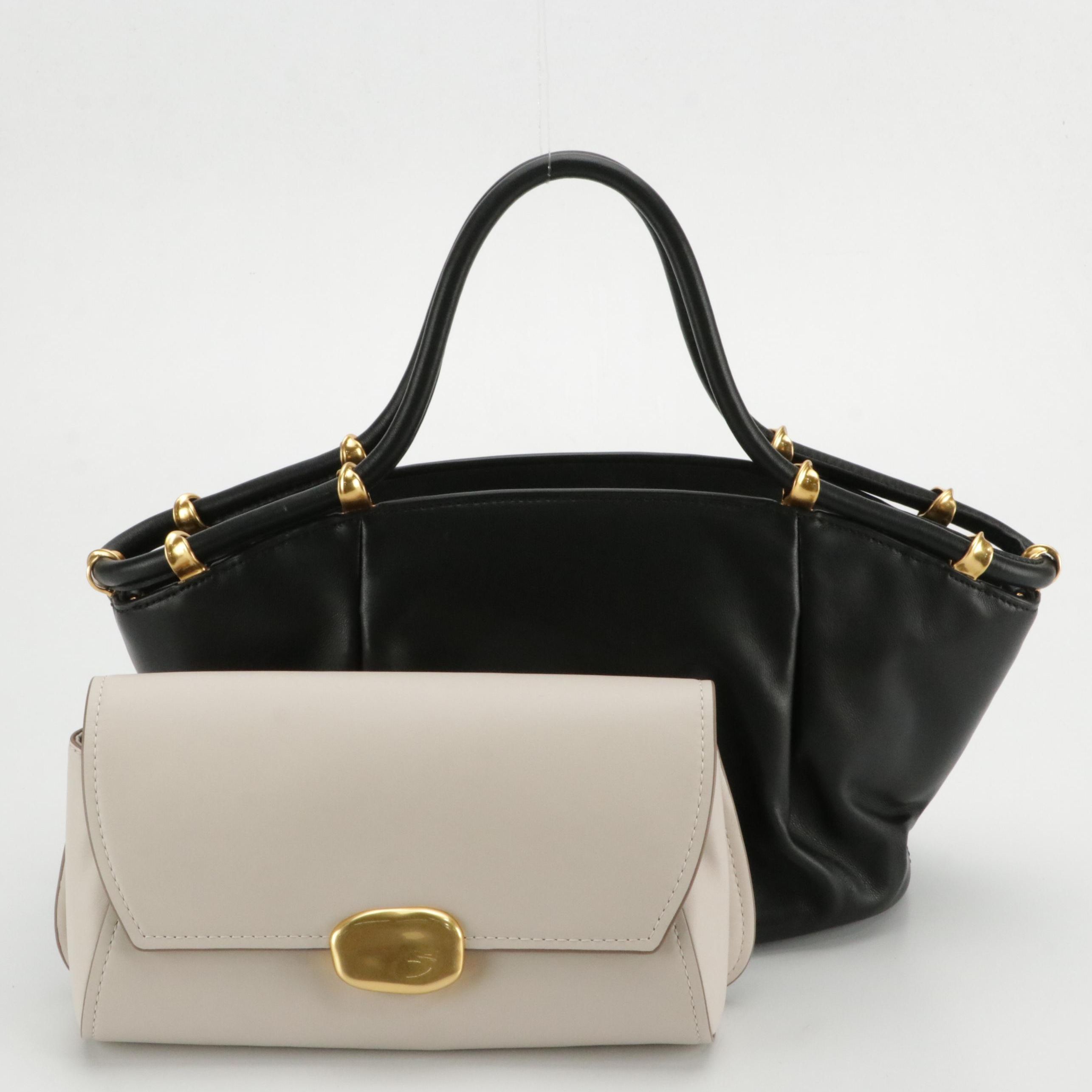 Donna Karan Chiffon Tote in Black Leather and Sag Harbor Leather Shoulder Bag